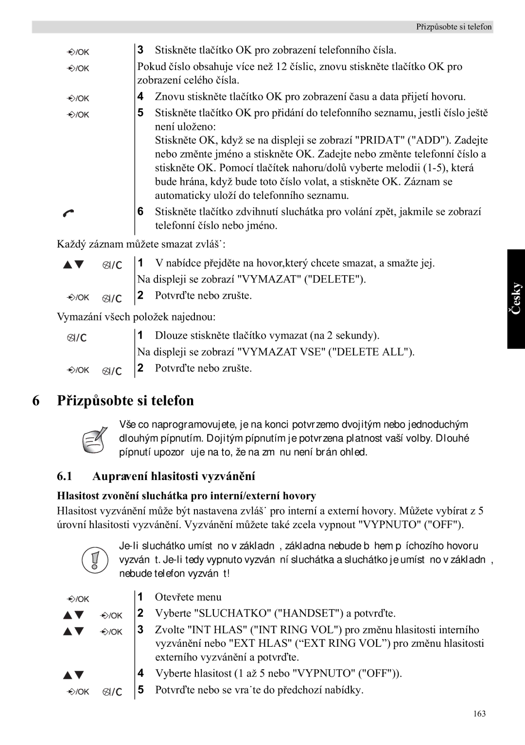 Topcom E400 manual Aupravení hlasitosti vyzván, Hlasitost zvonsluchátka pro interní/externí hovory 