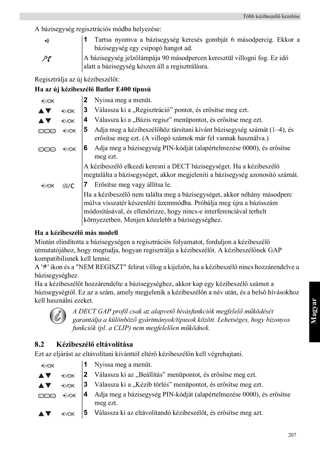 Topcom E400 manual Kézibeszélvolítása, Ha az új kézibeszél, Ha a kézibeszél más modell 