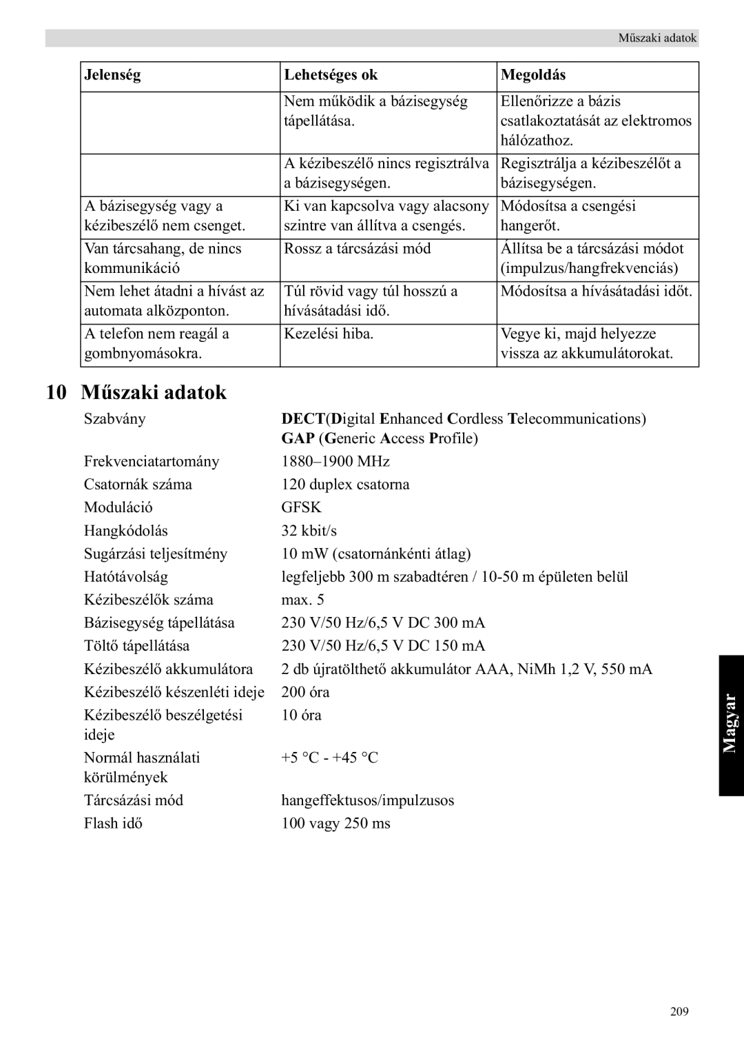 Topcom E400 manual 10 M, Gfsk 