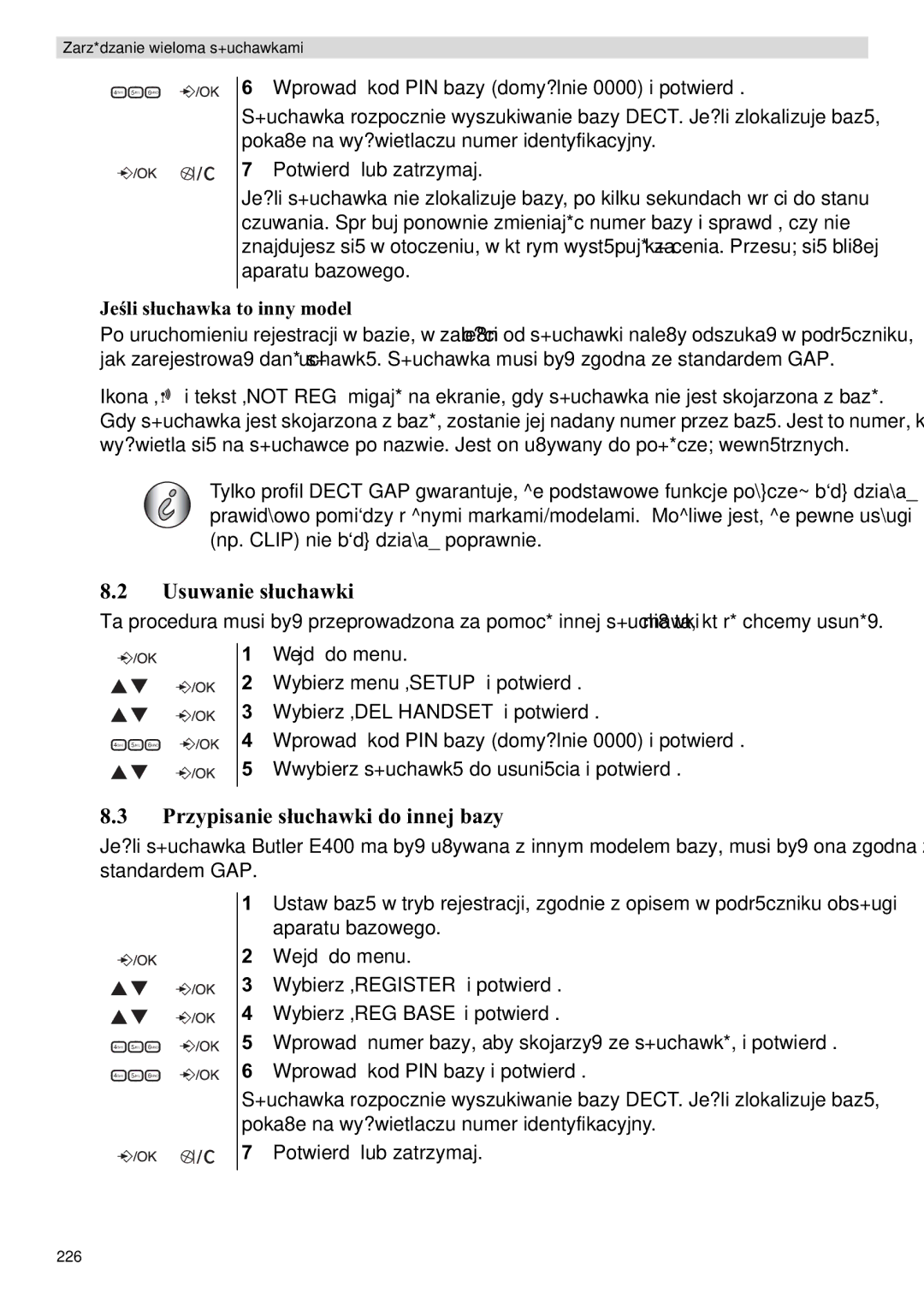 Topcom E400 manual Usuwanie s, Przypisanie sdo innej bazy, Jesinny model 