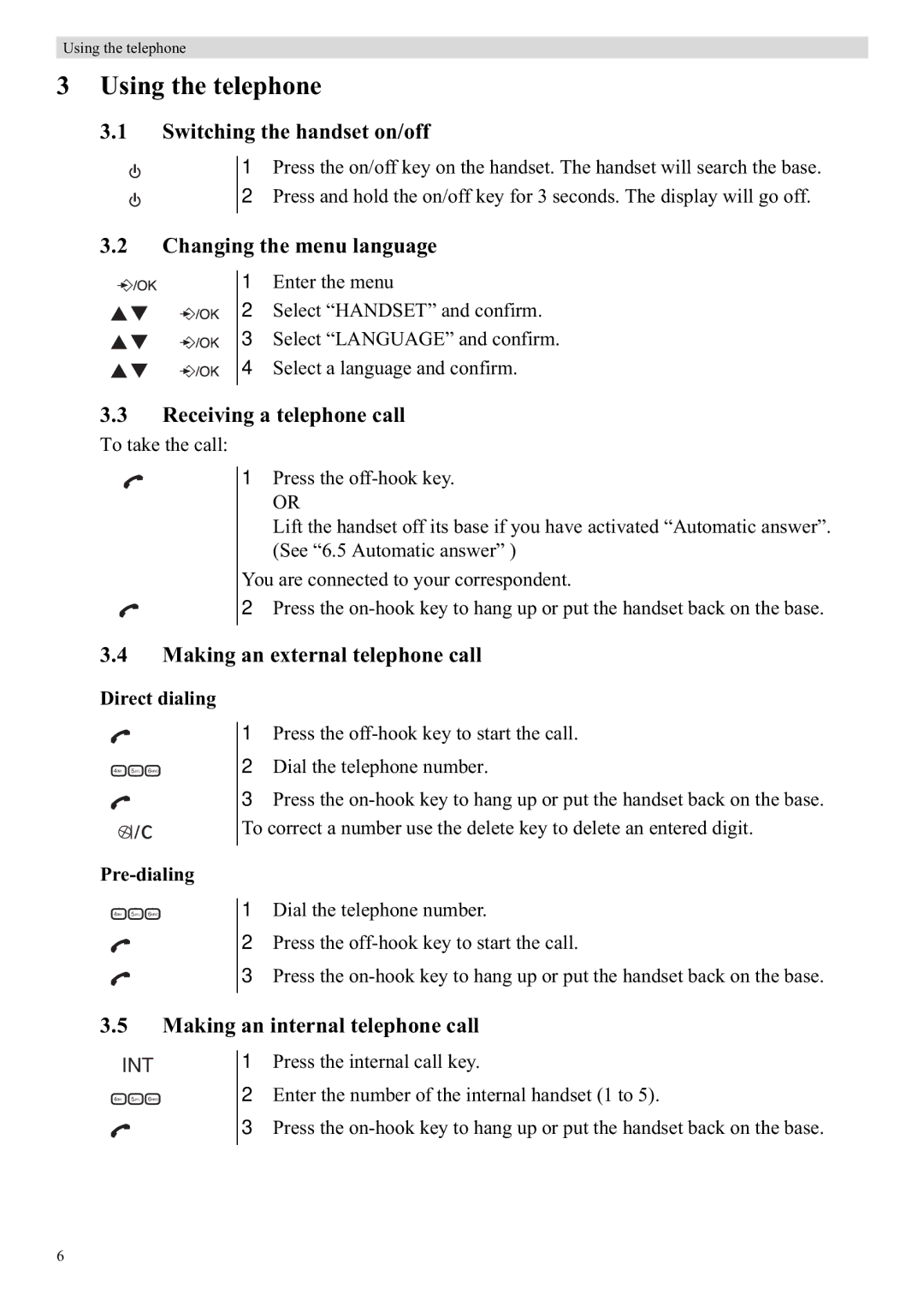 Topcom E400 manual Using the telephone 