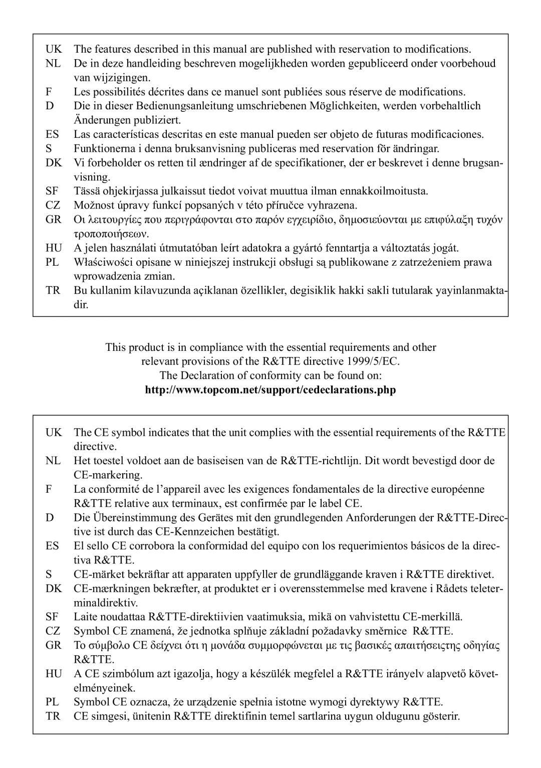 Topcom E400 manual Tte 