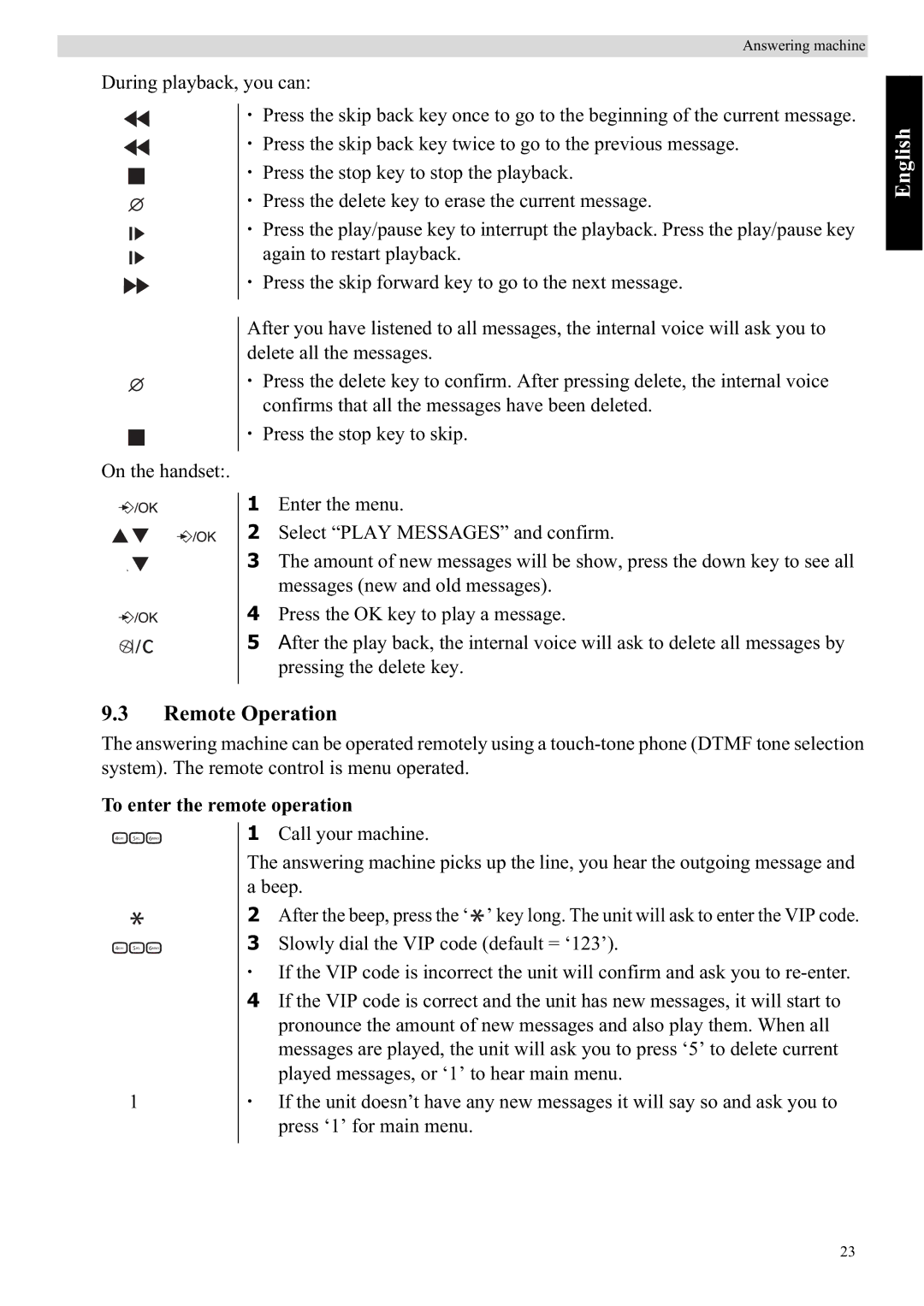 Topcom E450 manual Remote Operation, To enter the remote operation 