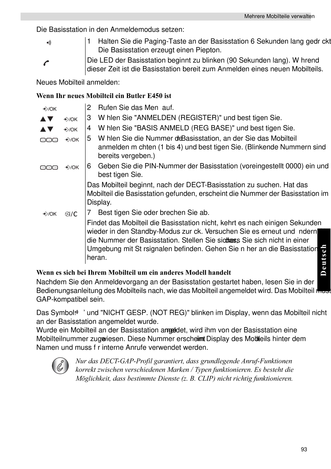 Topcom manual Wenn Ihr neues Mobilteil ein Butler E450 ist, Bestätigen Sie 