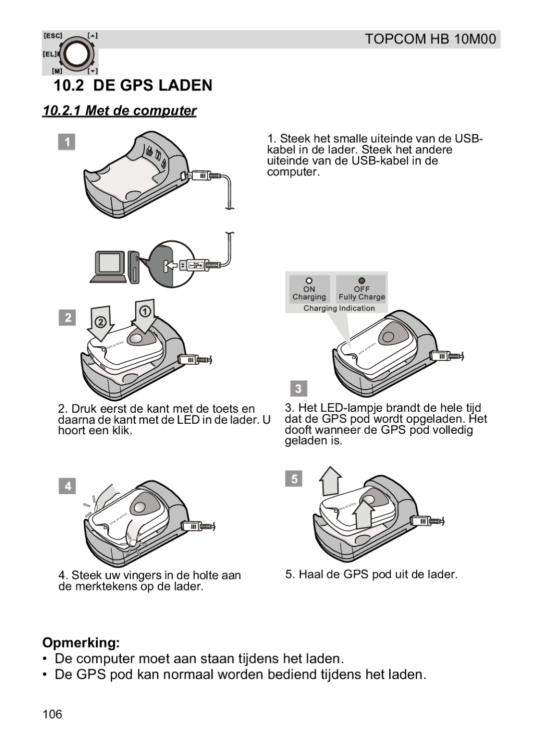 Topcom HB 10M00 manual DE GPS Laden, Met de computer 