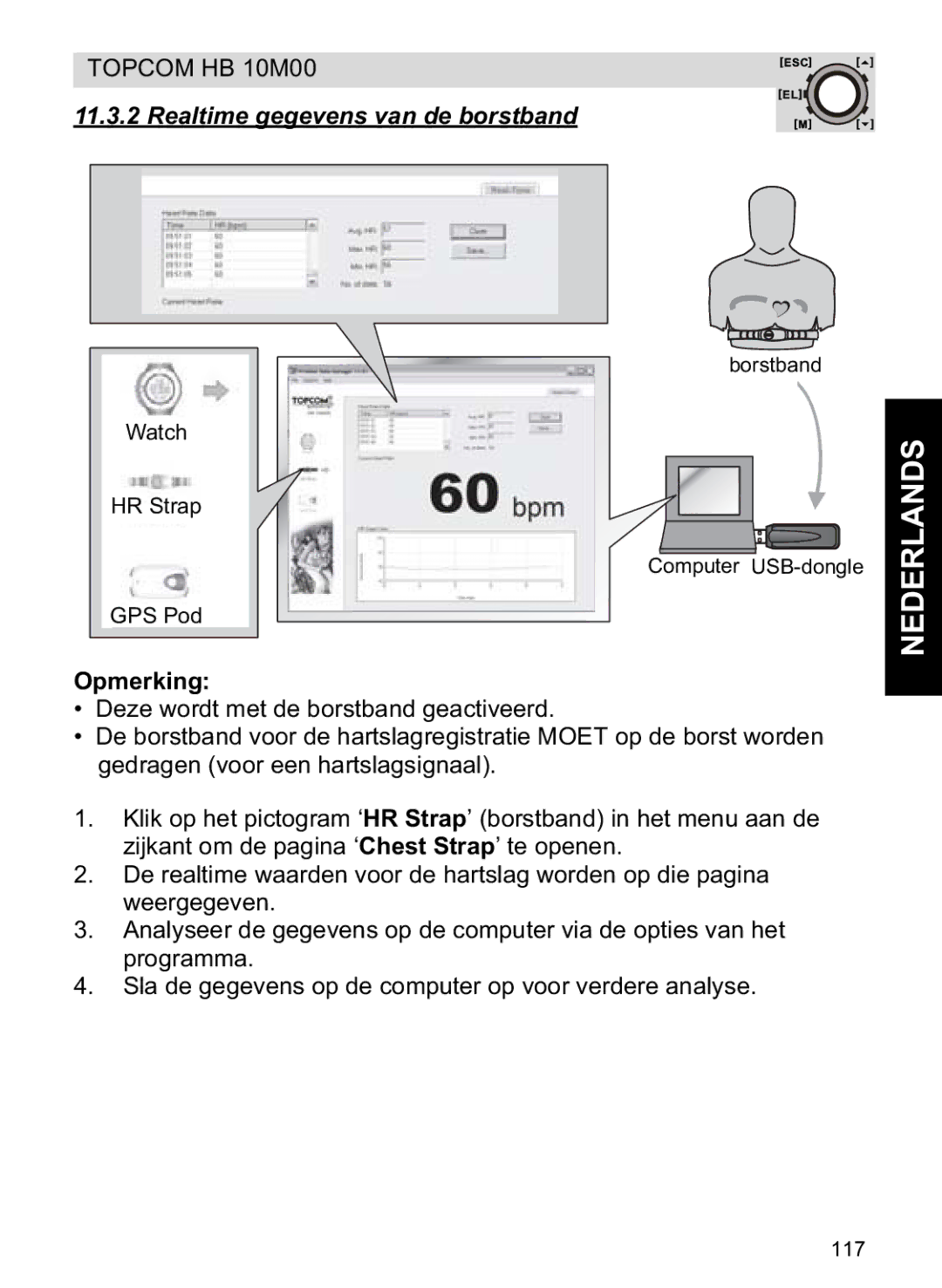 Topcom HB 10M00 manual Realtime gegevens van de borstband 