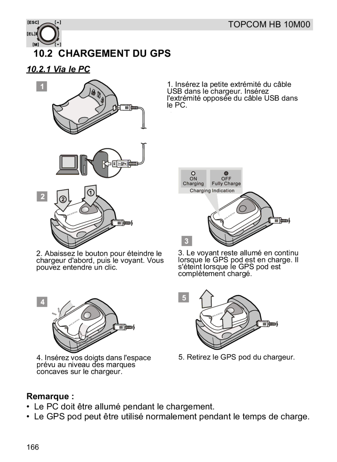 Topcom HB 10M00 manual Chargement DU GPS, Via le PC 