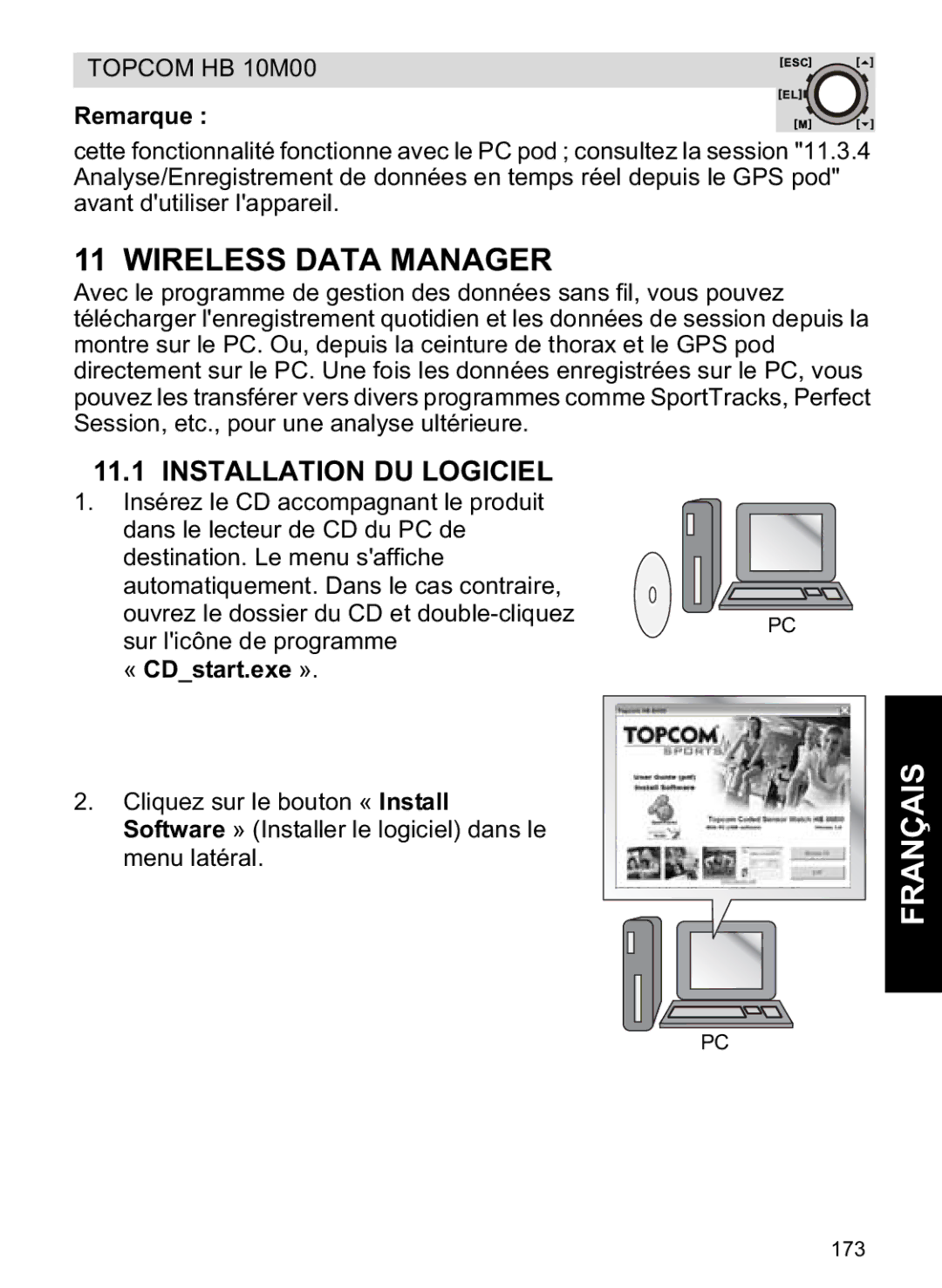 Topcom HB 10M00 manual Installation DU Logiciel, « CDstart.exe » 