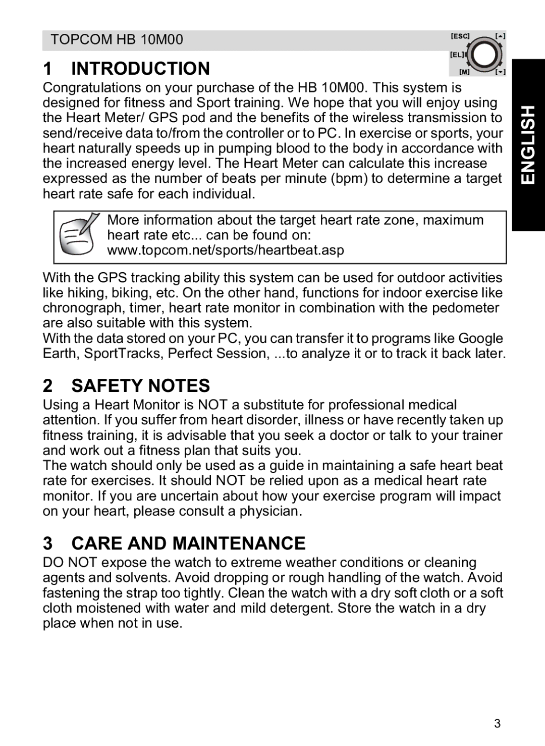 Topcom HB 10M00 manual Introduction, Safety Notes, Care and Maintenance 