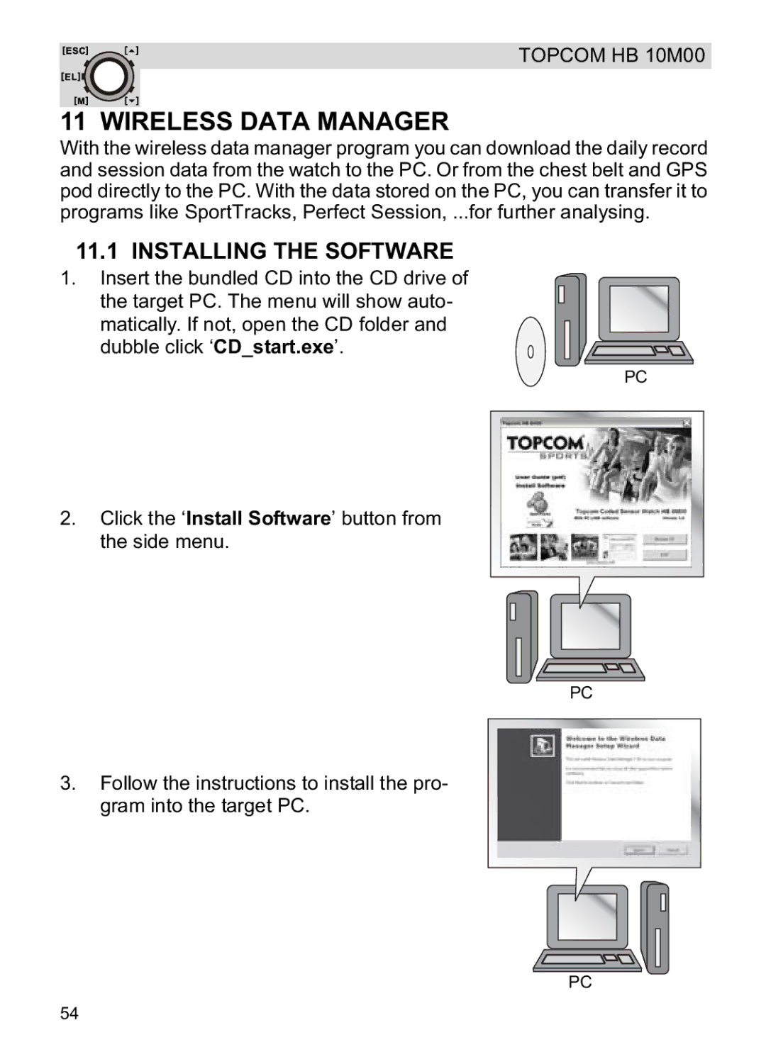 Topcom HB 10M00 manual Wireless Data Manager, Installing the Software 