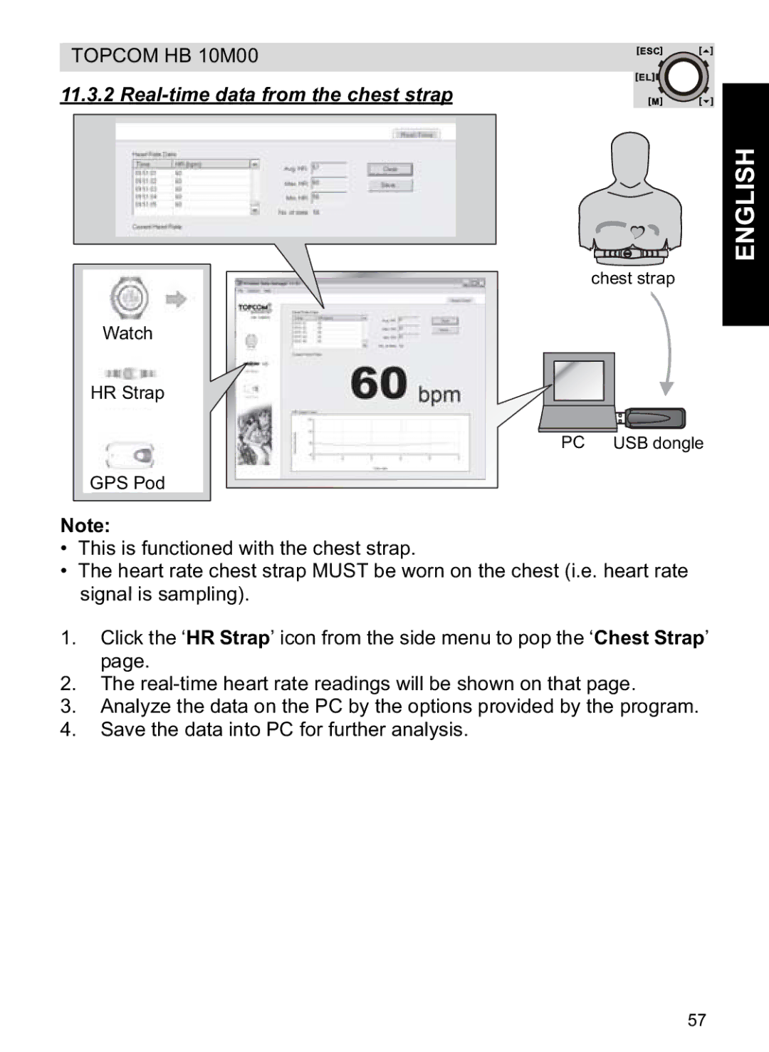 Topcom HB 10M00 manual Real-time data from the chest strap 