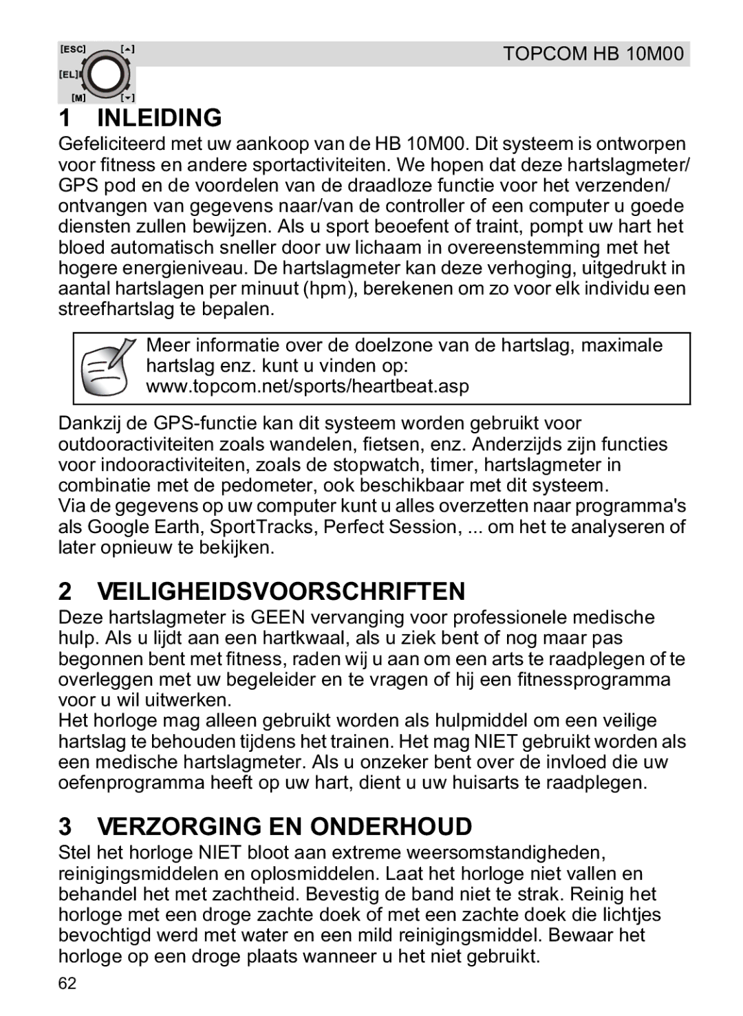 Topcom HB 10M00 manual Inleiding, Veiligheidsvoorschriften, Verzorging EN Onderhoud 