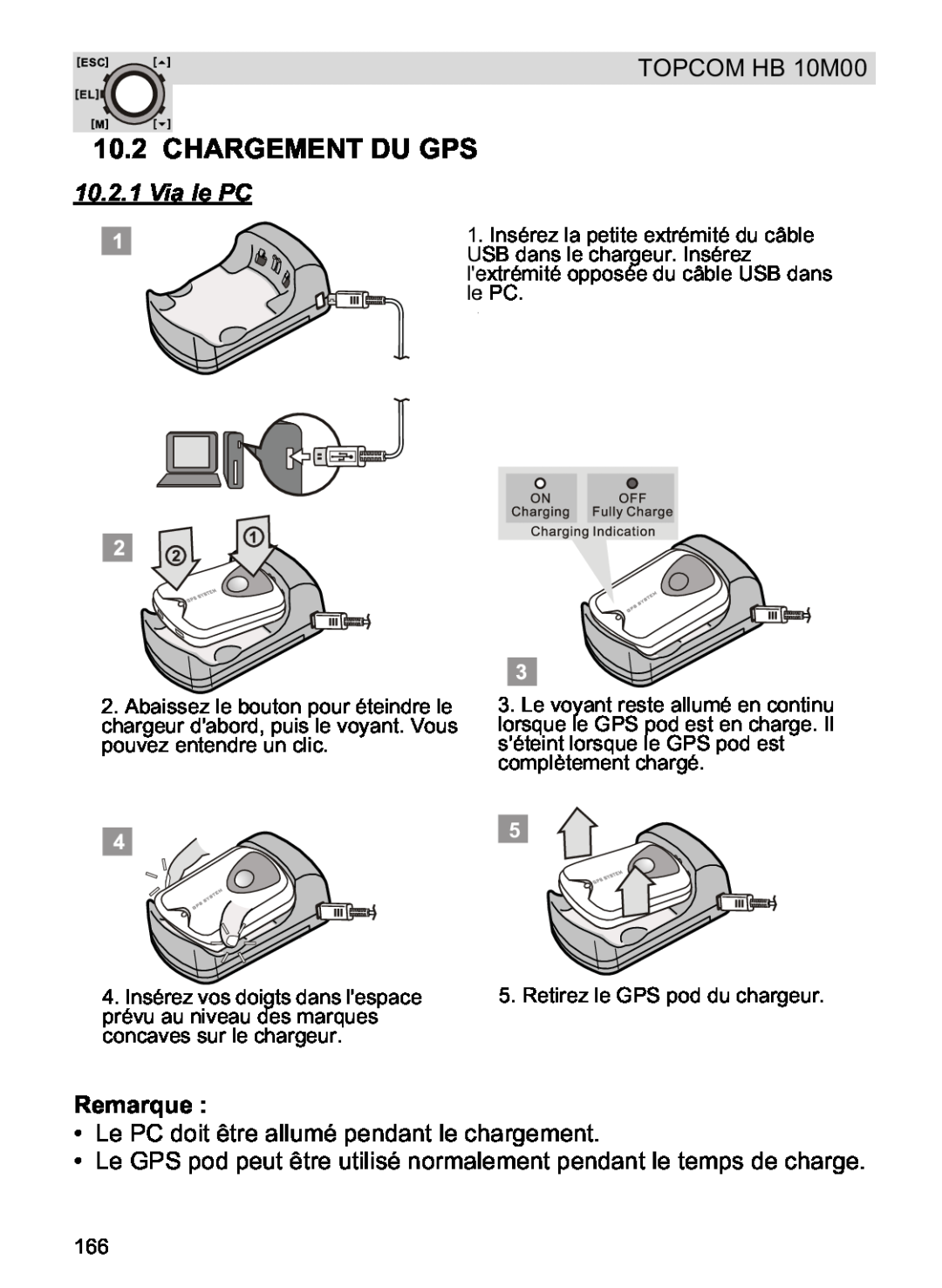 Topcom HB 10M00 manual Chargement Du Gps, Via le PC, Remarque 