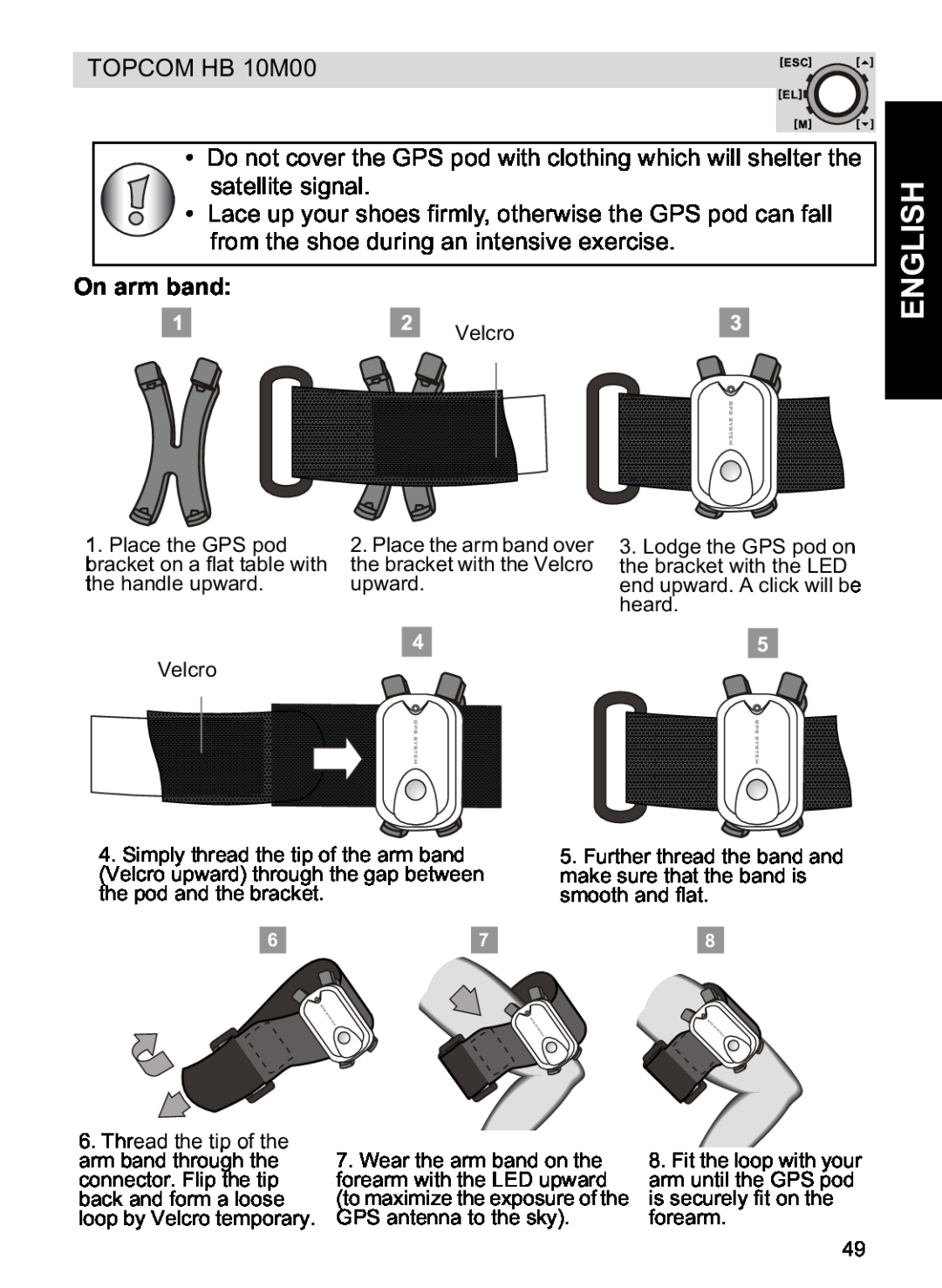 Topcom HB 10M00 manual On arm band, English 