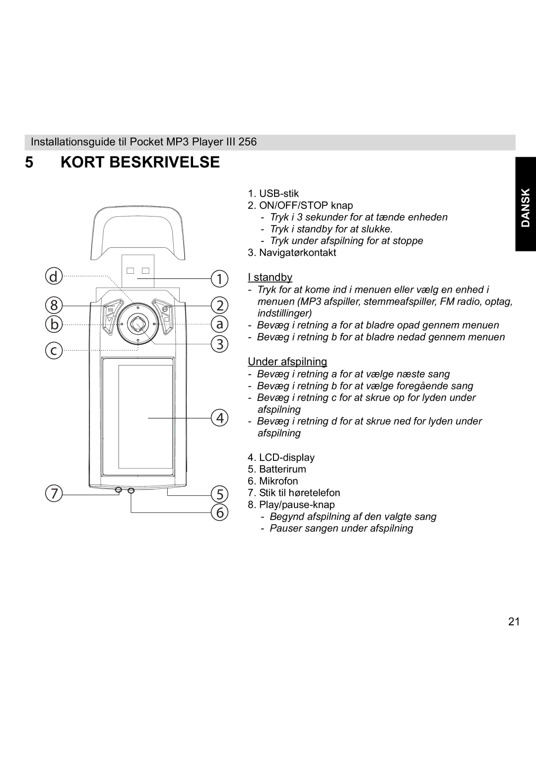 Topcom III manual Kort Beskrivelse, Standby 