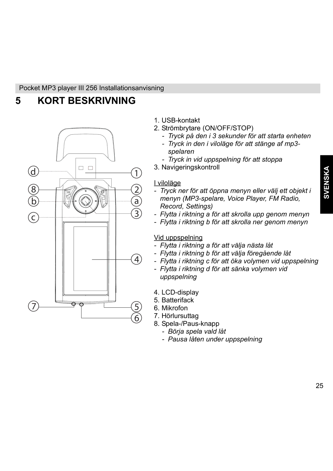 Topcom III manual Kort Beskrivning 