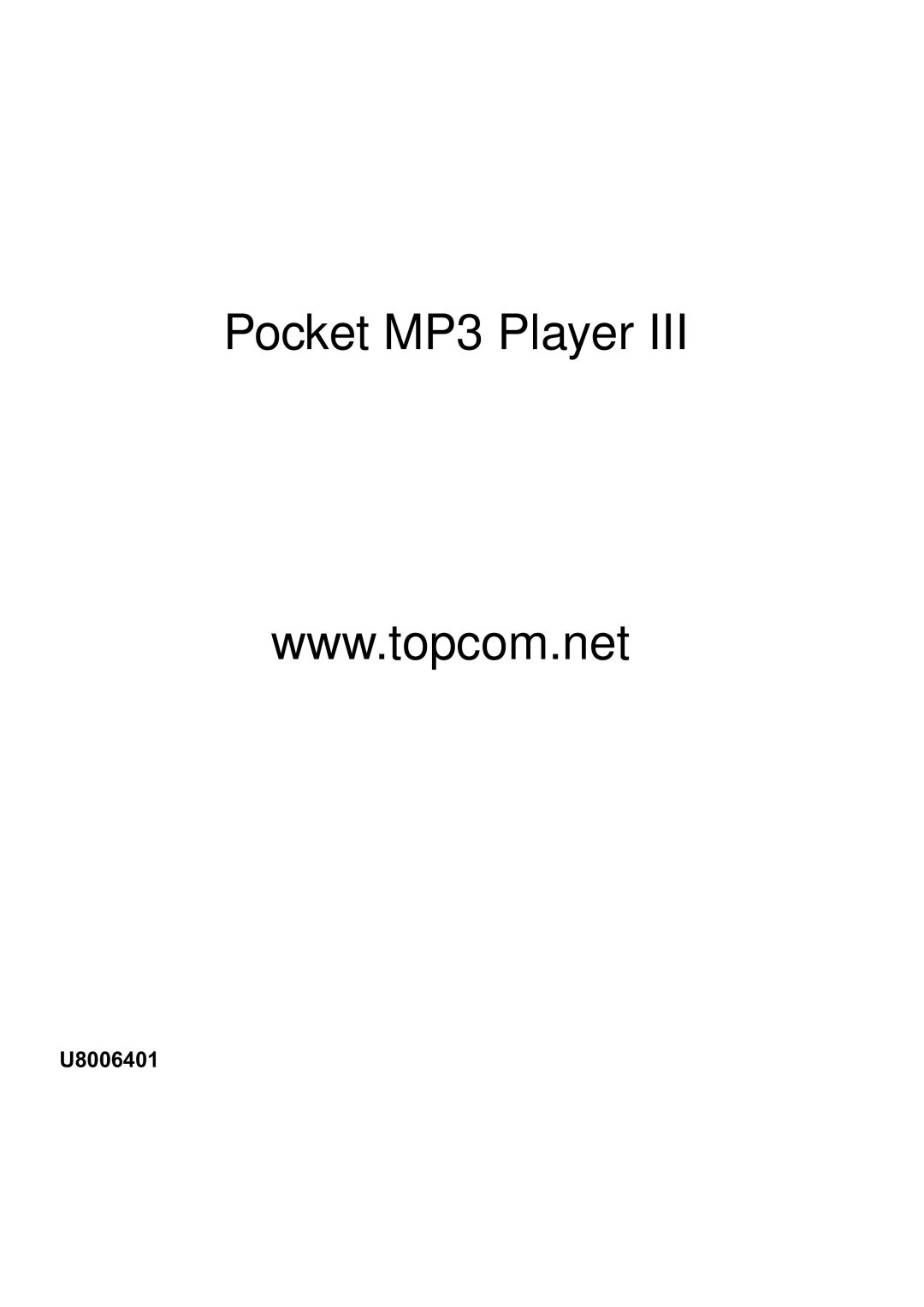 Topcom III manual Pocket MP3 Player 