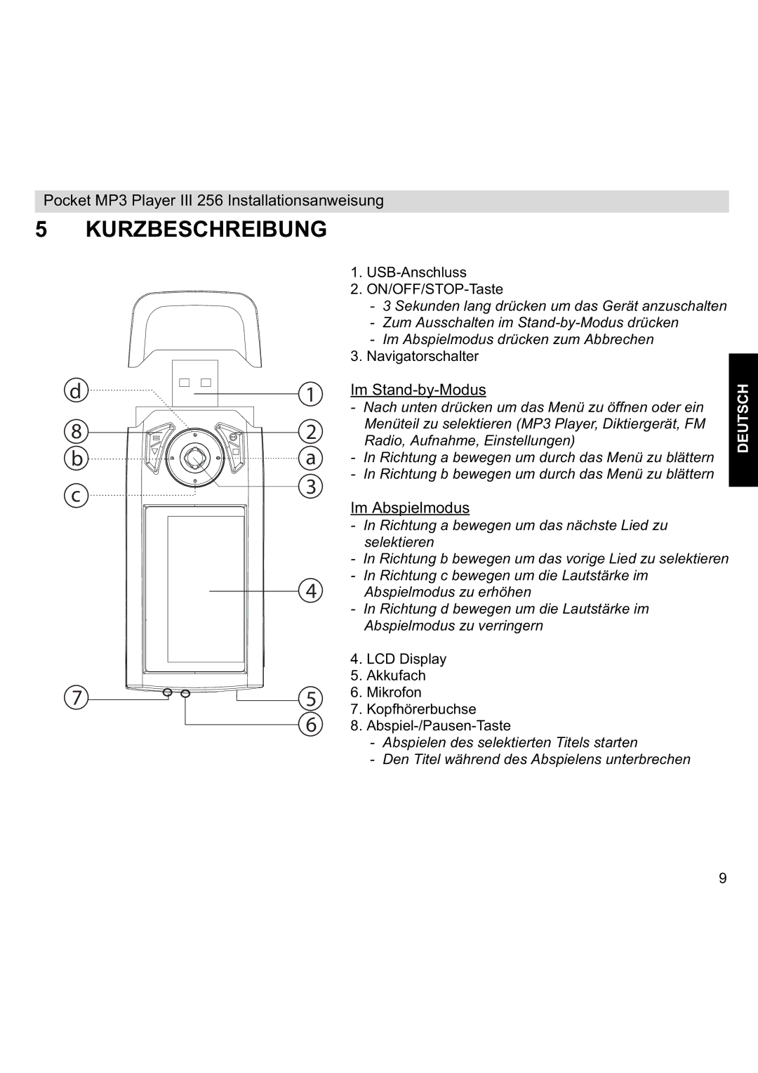 Topcom III manual Kurzbeschreibung, Im Stand-by-Modus 