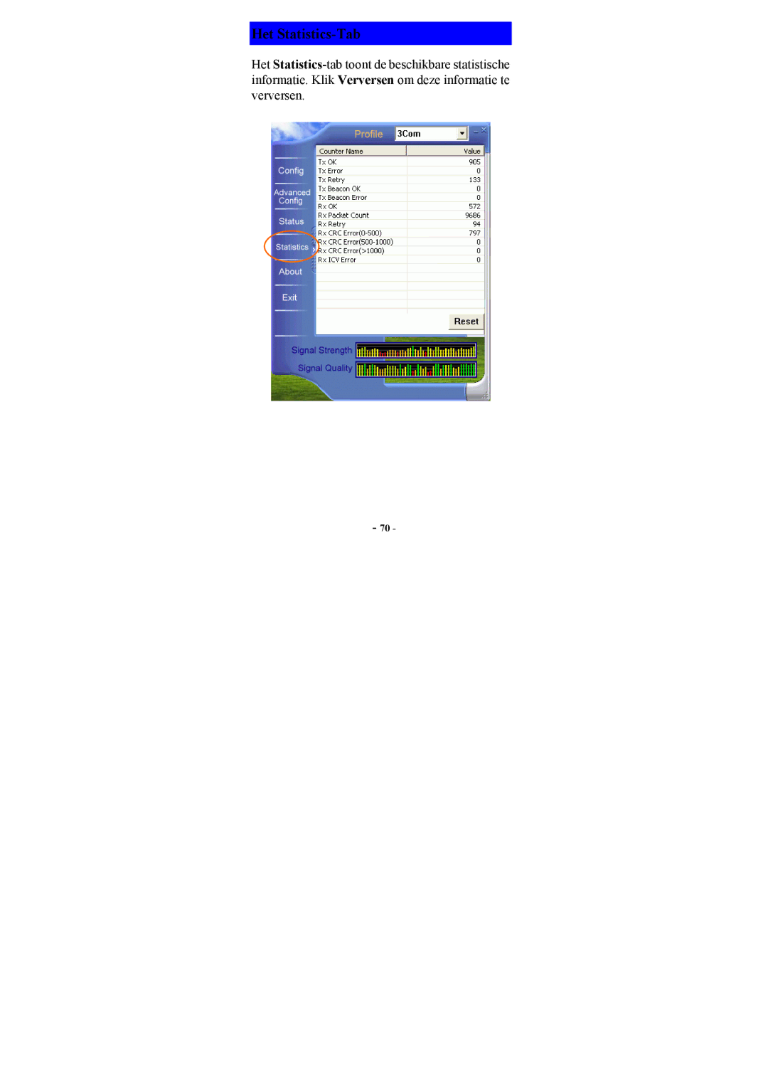 Topcom U8006178 manual Het Statistics-Tab 