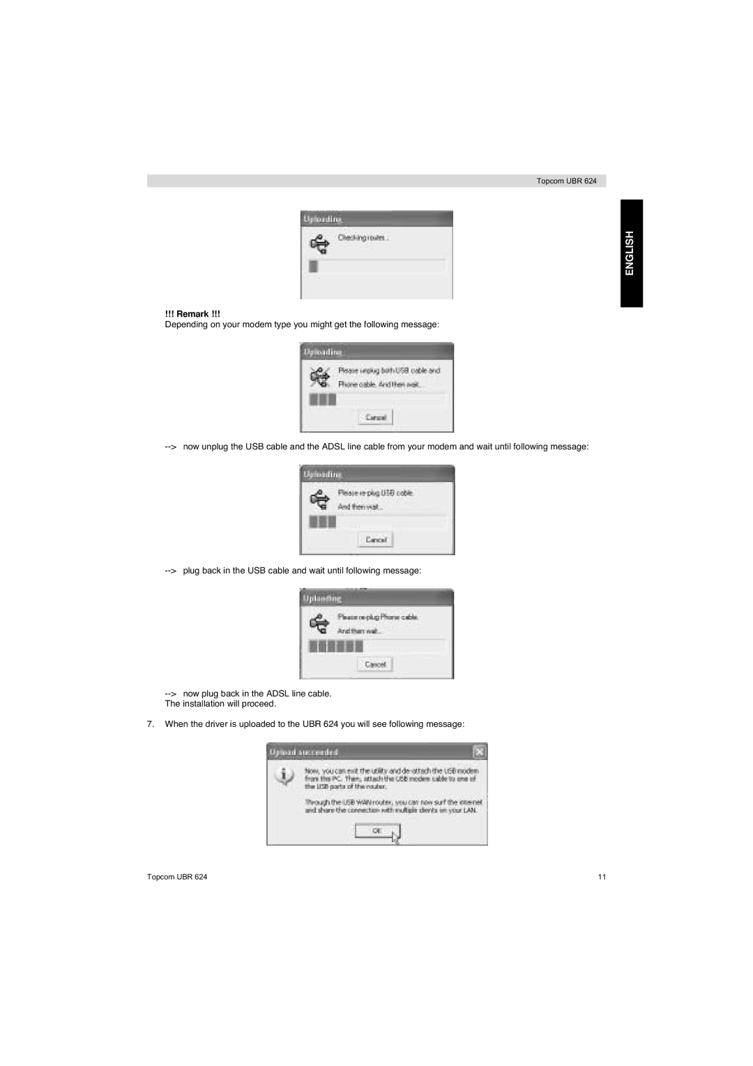 Topcom UBR 624 manual English 