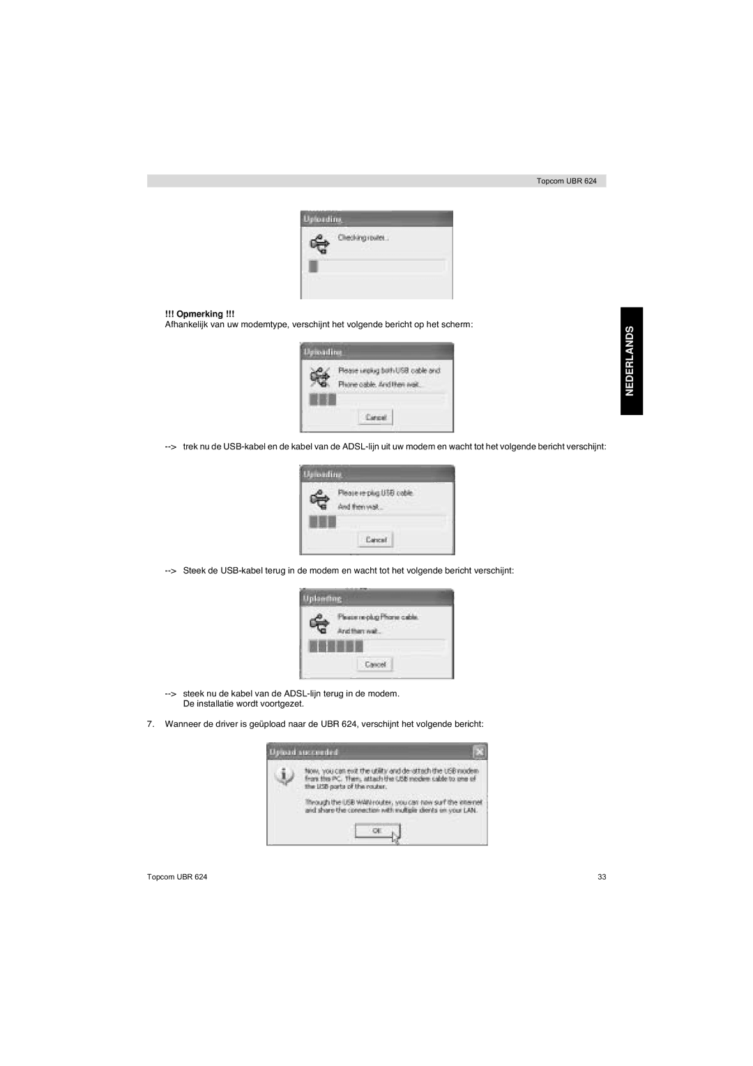 Topcom UBR 624 manual Nederlands 