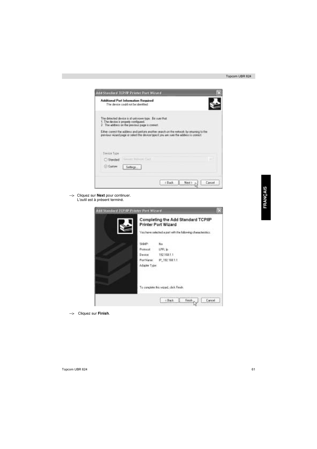 Topcom UBR 624 manual Français 