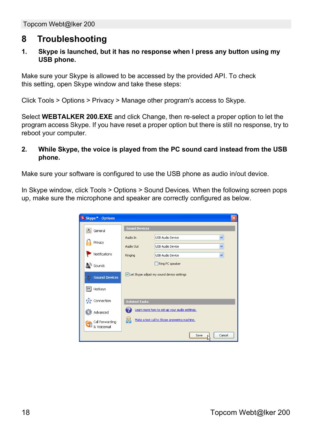 Topcom V 1.0 manual Troubleshooting 