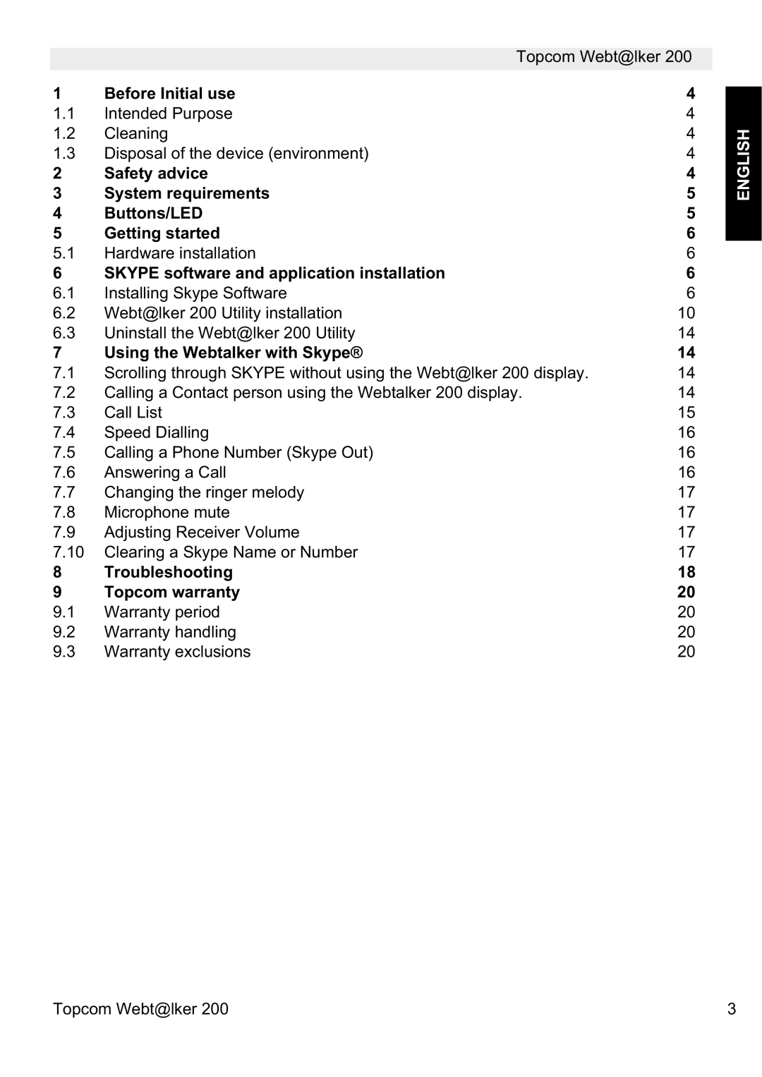 Topcom V 1.0 manual English 