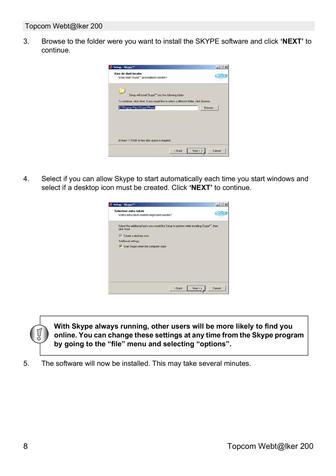 Topcom V 1.0 manual Topcom Webt@lker 