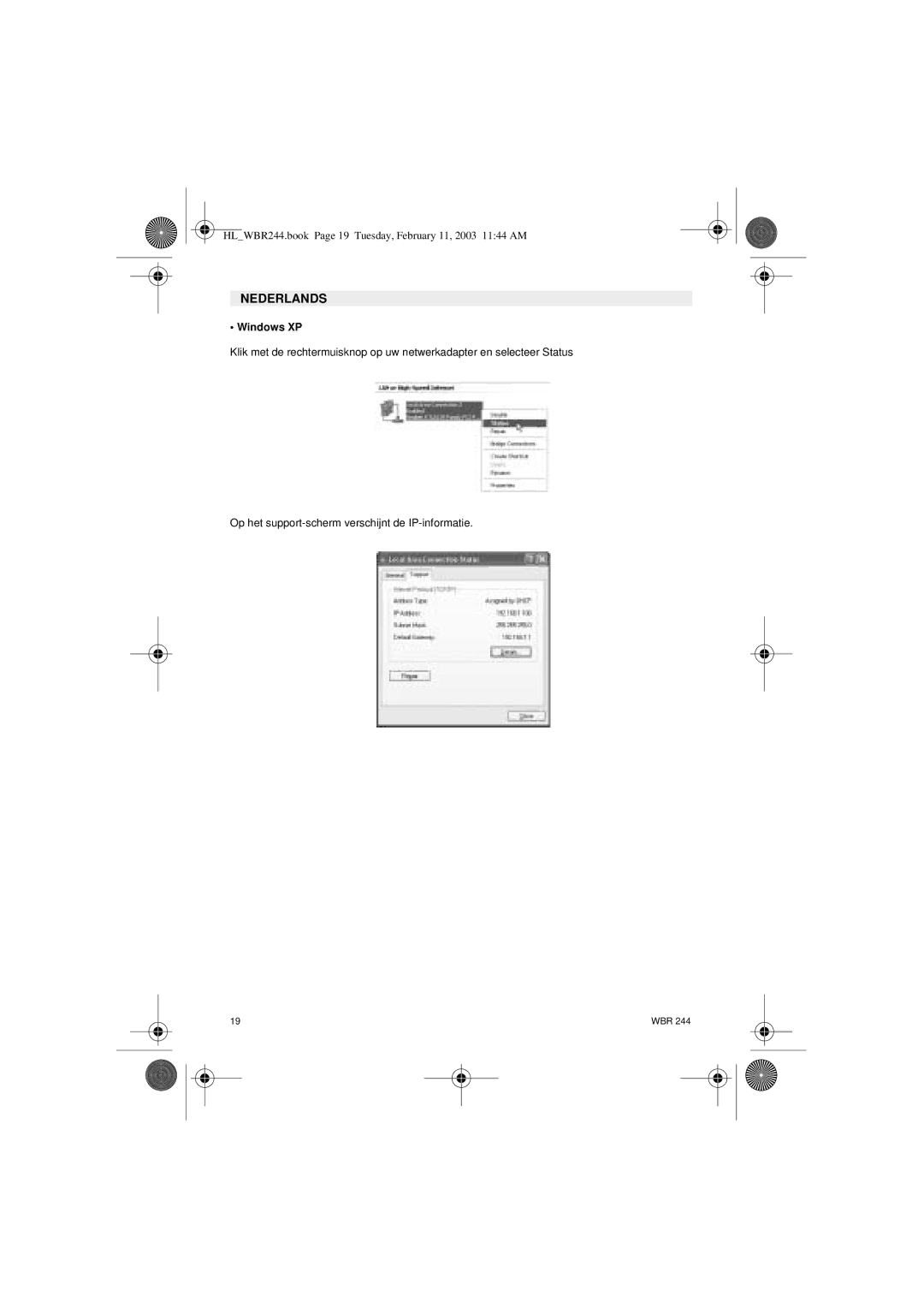 Topcom WBR 244 manual HLWBR244.book Page 19 Tuesday, February 11, 2003 1144 AM 