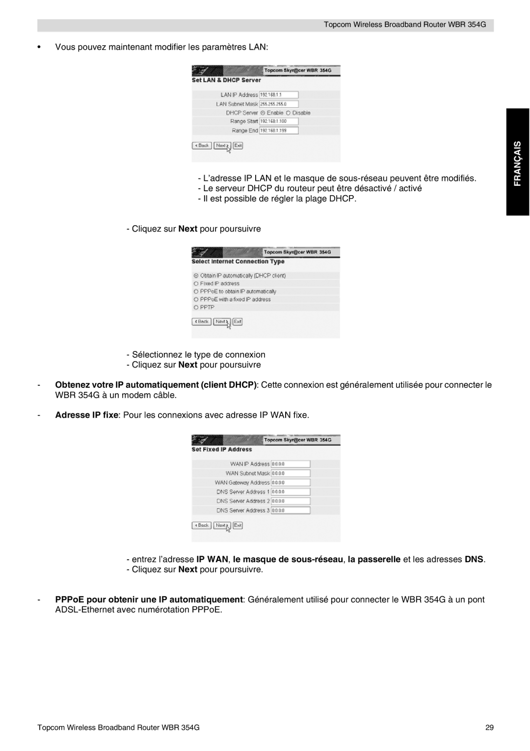 Topcom WBR 354G manual do utilizador Français 