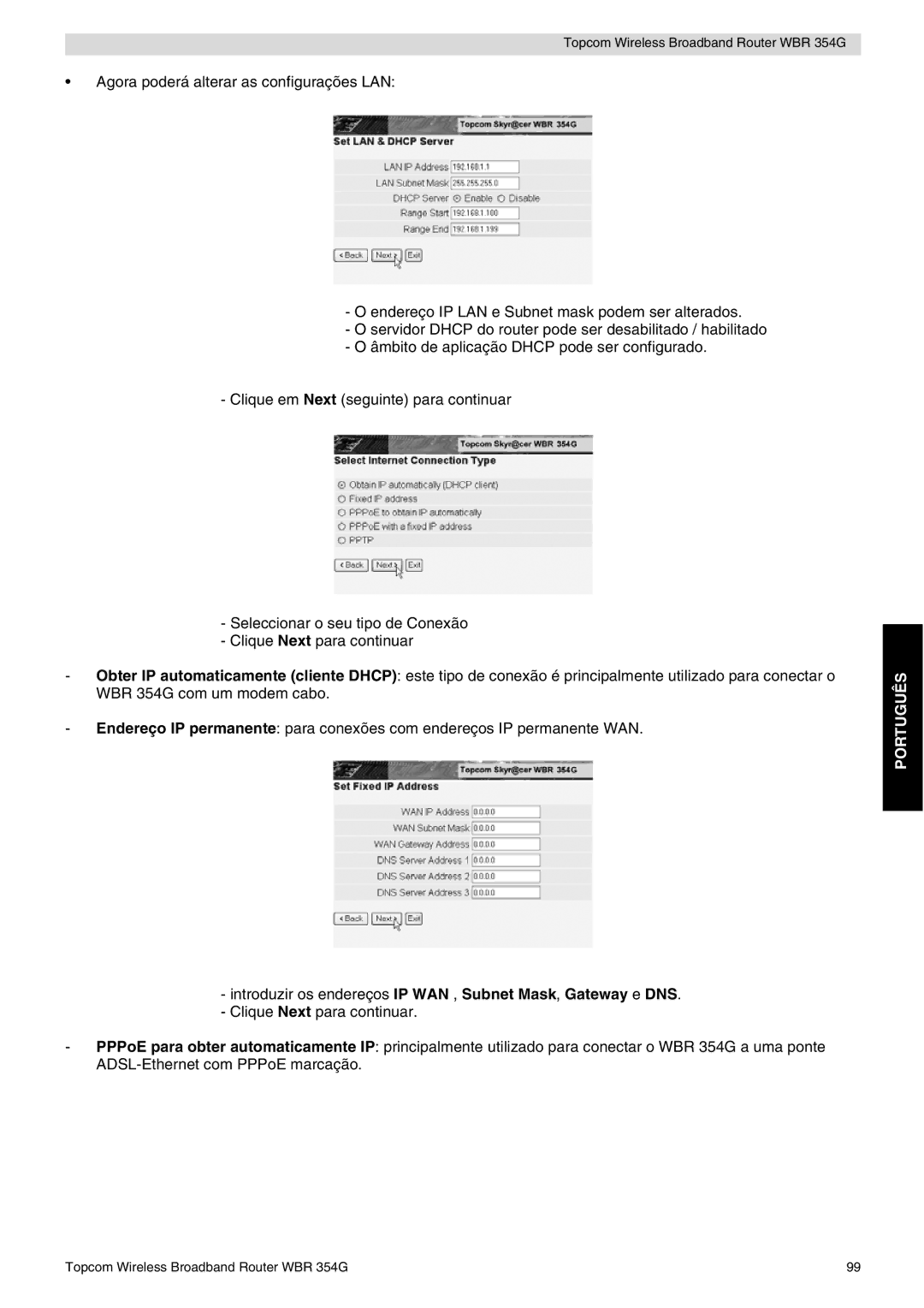 Topcom WBR 354G manual do utilizador Português 