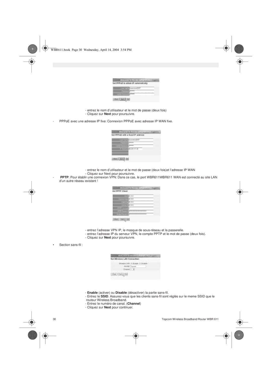 Topcom WBR 611 manual do utilizador WBR611.book Page 30 Wednesday, April 14, 2004 354 PM 