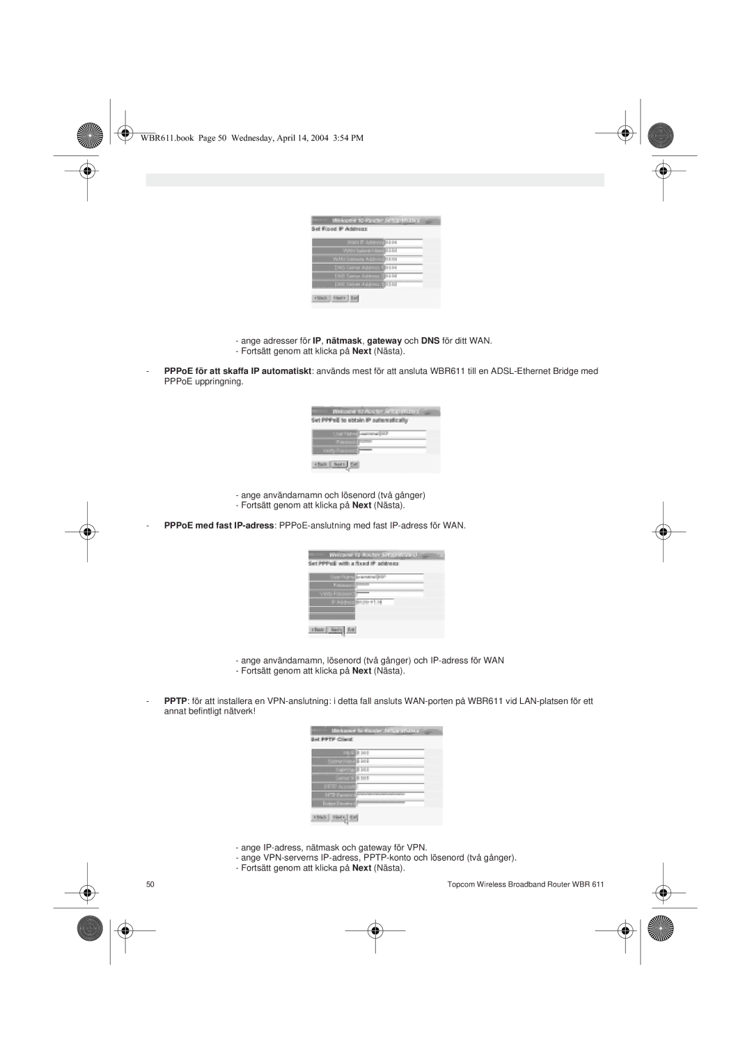 Topcom WBR 611 manual do utilizador WBR611.book Page 50 Wednesday, April 14, 2004 354 PM 
