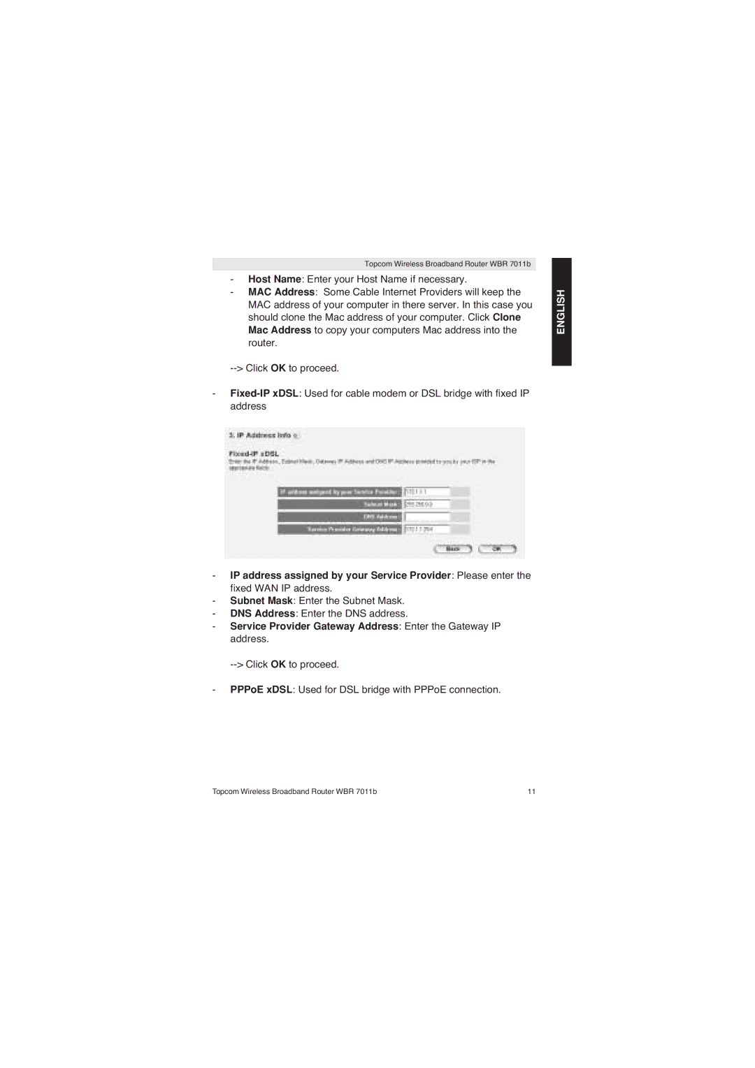 Topcom WBR 7011 B manual English 