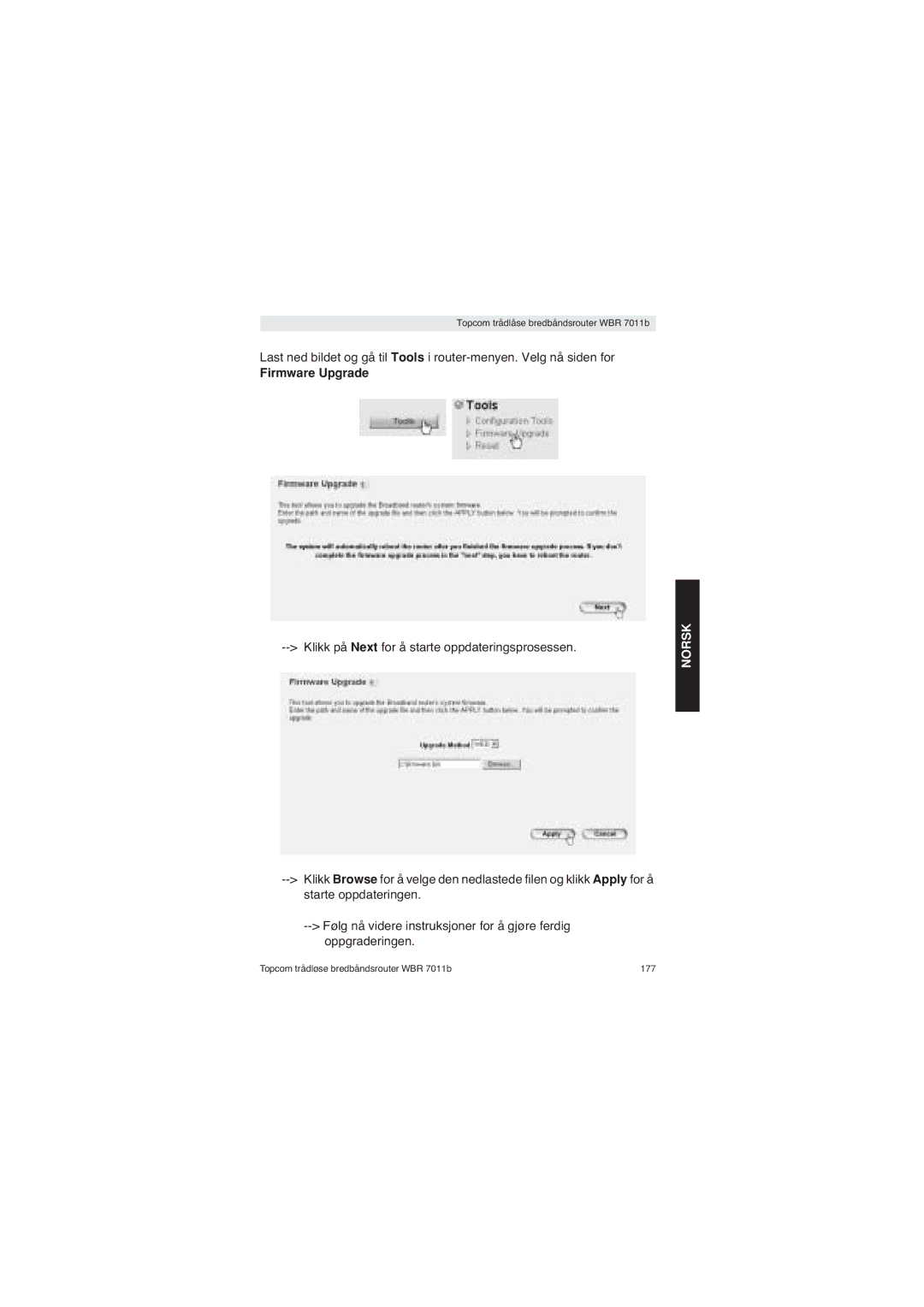 Topcom WBR 7011 B manual Topcom trådløse bredbåndsrouter WBR 7011b 177 