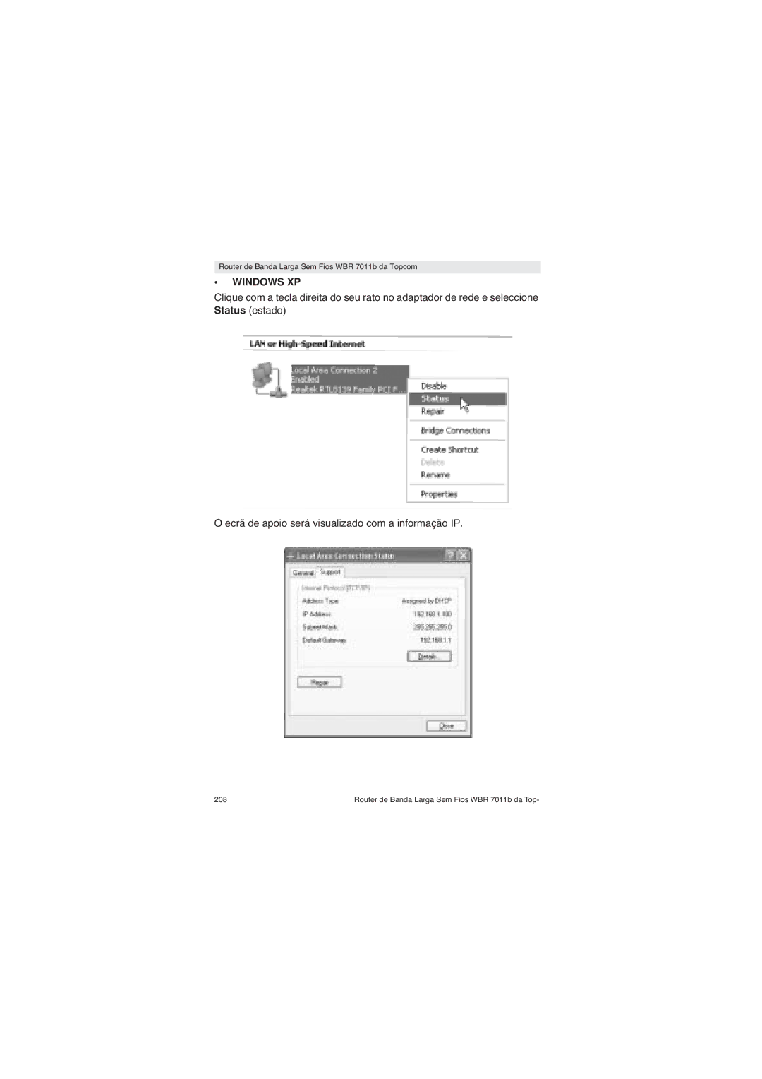 Topcom WBR 7011 B manual Router de Banda Larga Sem Fios WBR 7011b da Top 