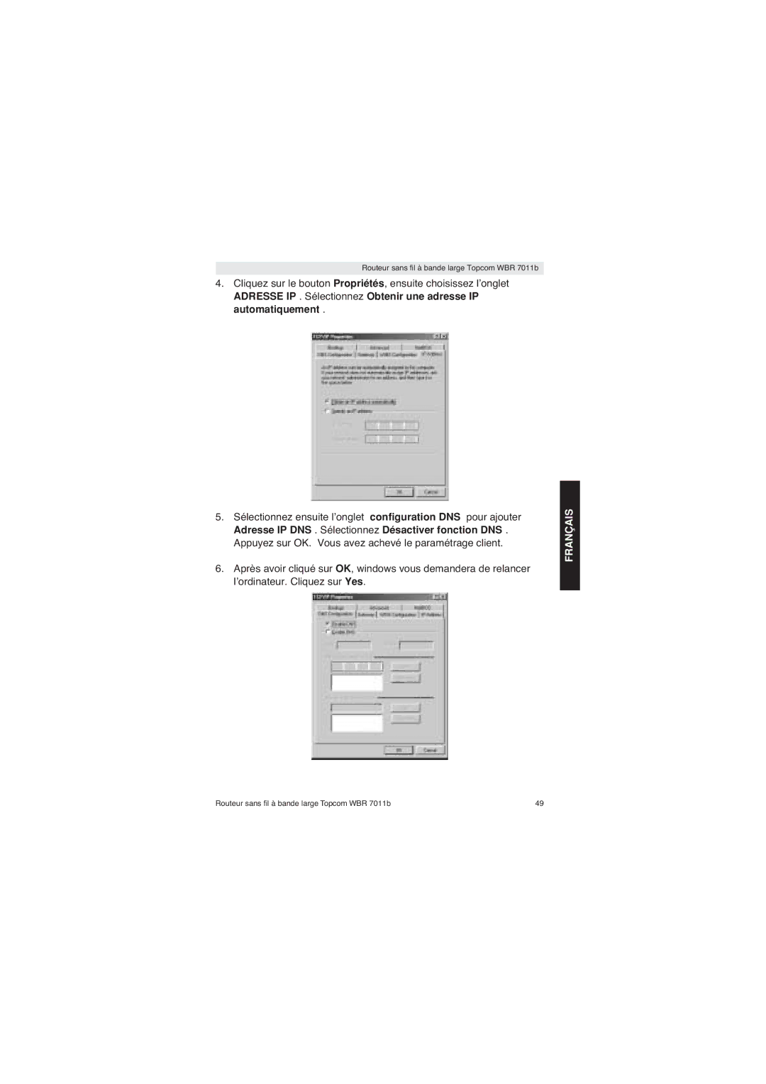 Topcom WBR 7011 B manual Français 