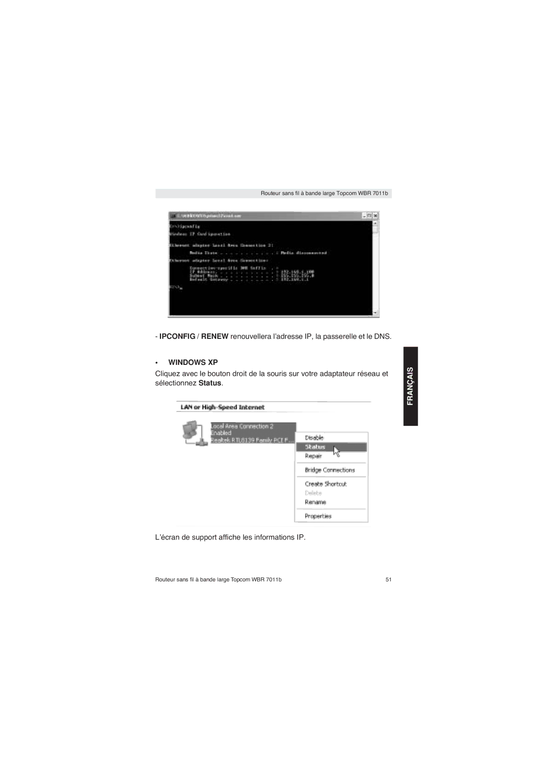 Topcom WBR 7011 B manual Windows XP 