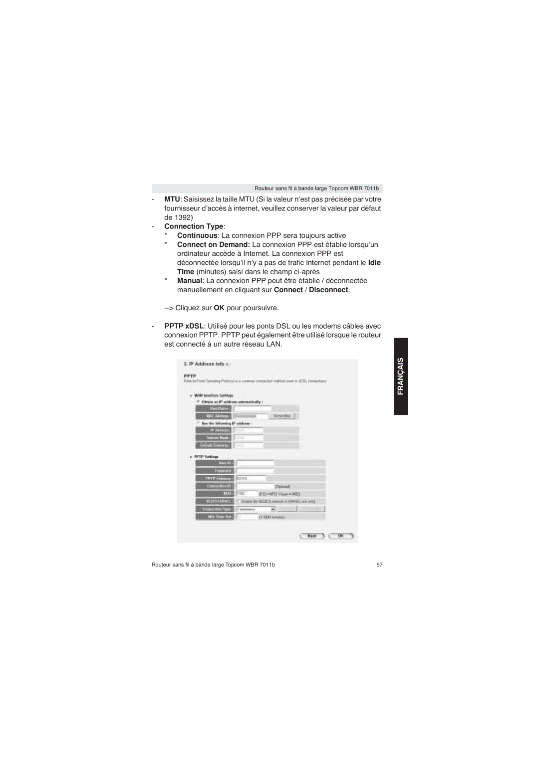 Topcom WBR 7011 B manual Connection Type 