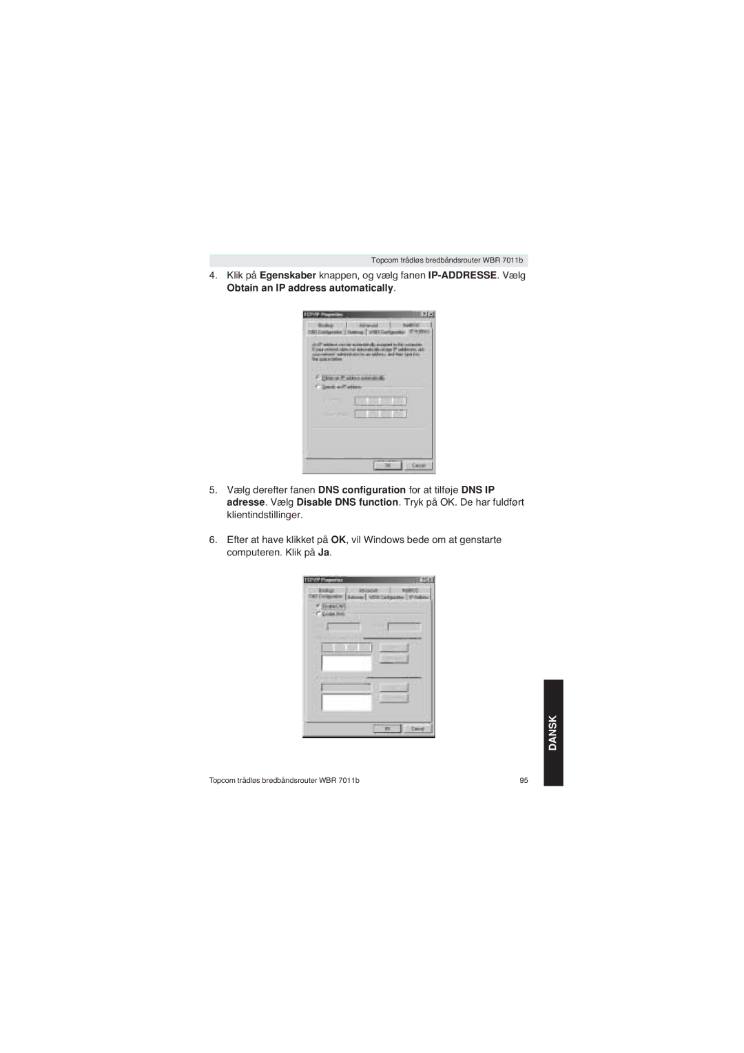 Topcom WBR 7011 B manual Dansk 