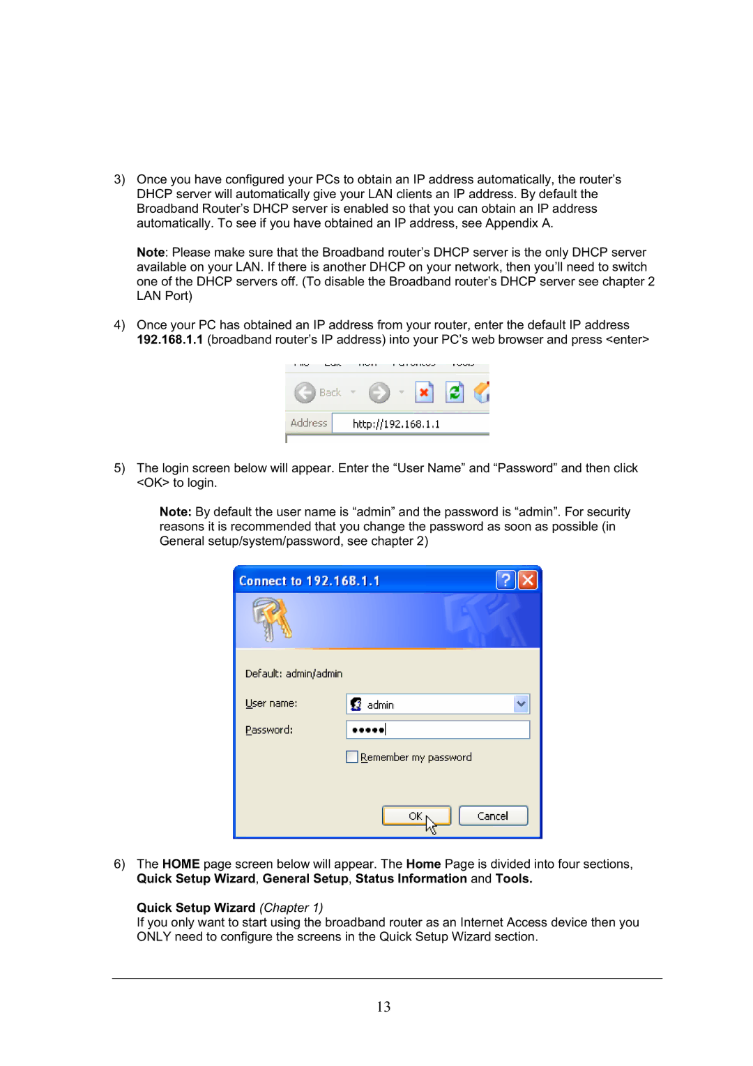 Topcom WBR 7101GMR manual Quick Setup Wizard Chapter 