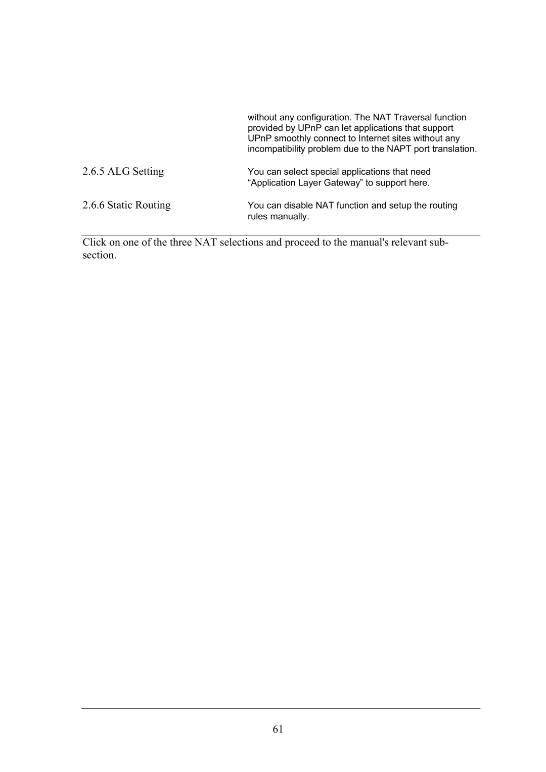 Topcom WBR 7101GMR manual ALG Setting, Static Routing 