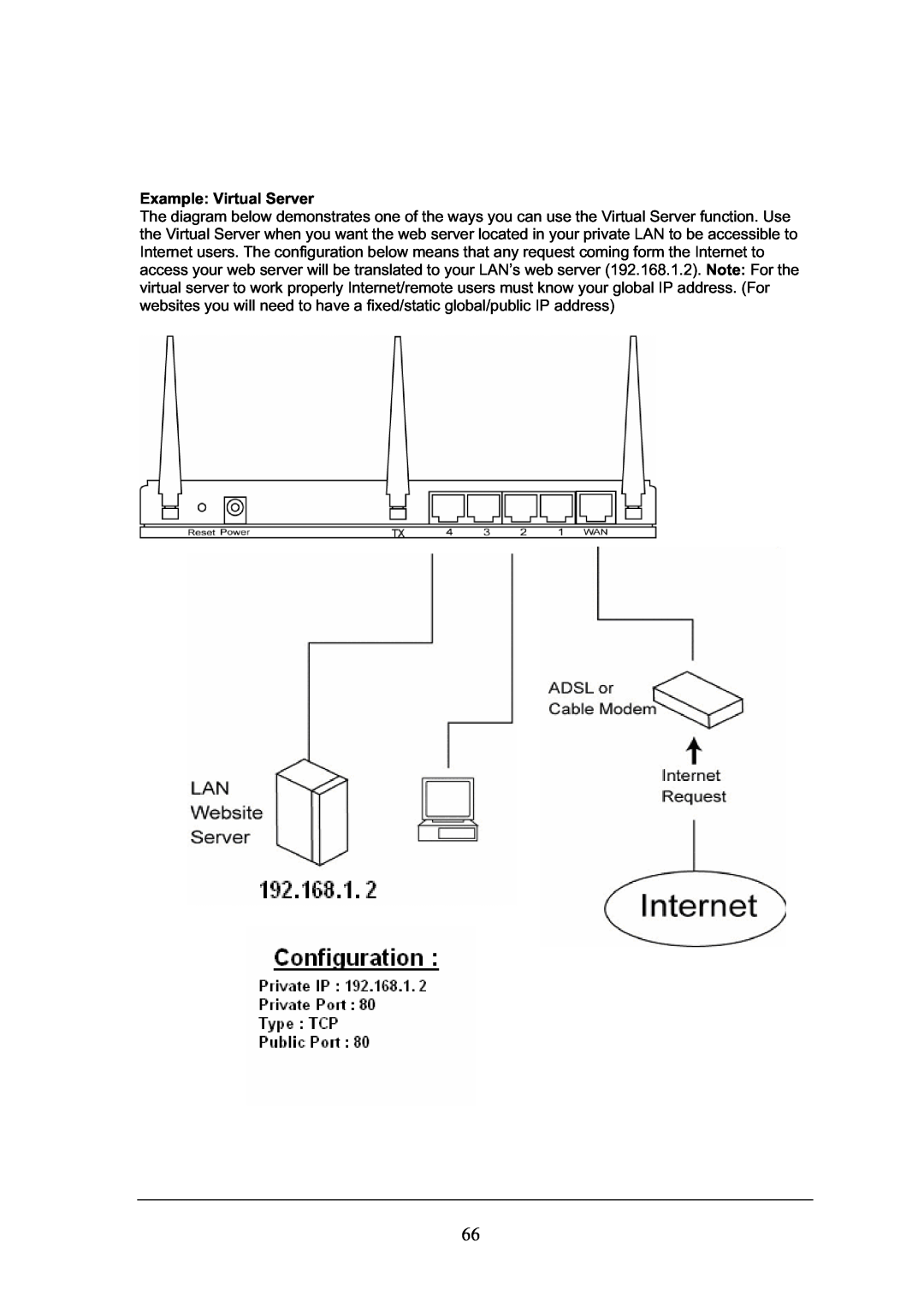 Topcom WBR 7101GMR manual Example Virtual Server 