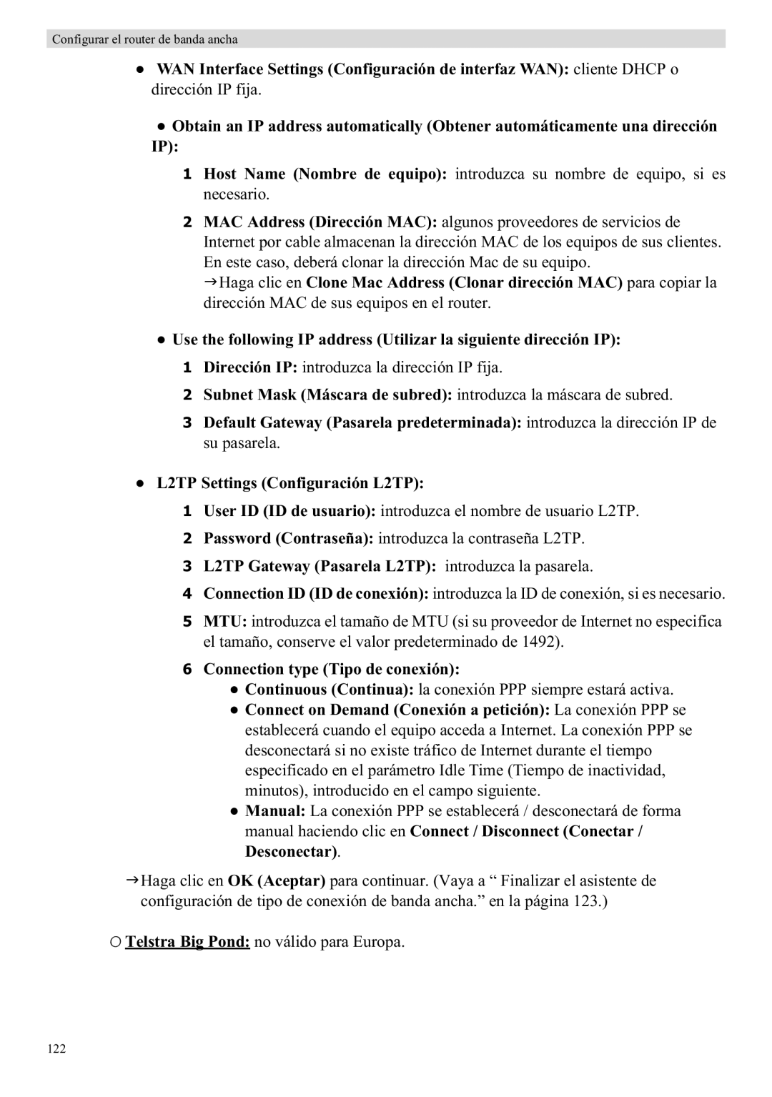 Topcom WBR 7121 manual L2TP Gateway Pasarela L2TP introduzca la pasarela 