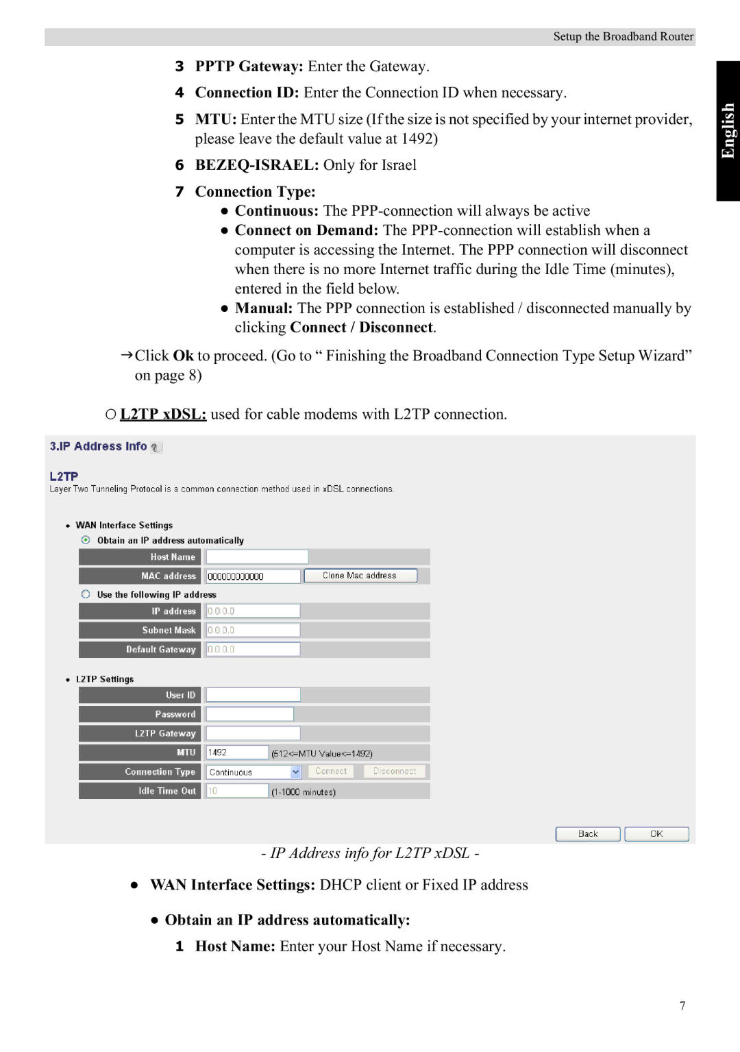 Topcom WBR 7121 manual IP Address info for L2TP xDSL 