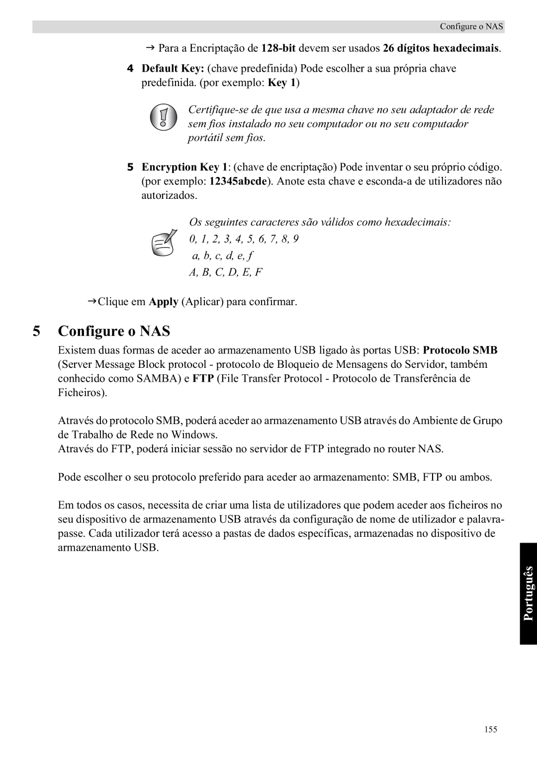 Topcom WBR 7121 manual Configure o NAS 