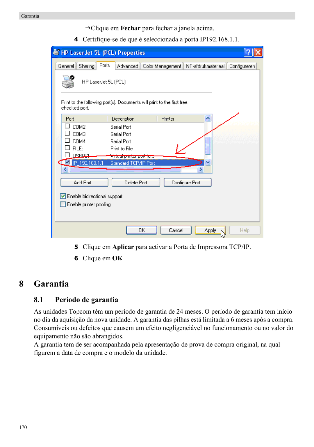 Topcom WBR 7121 manual Garantia, Período de garantia 