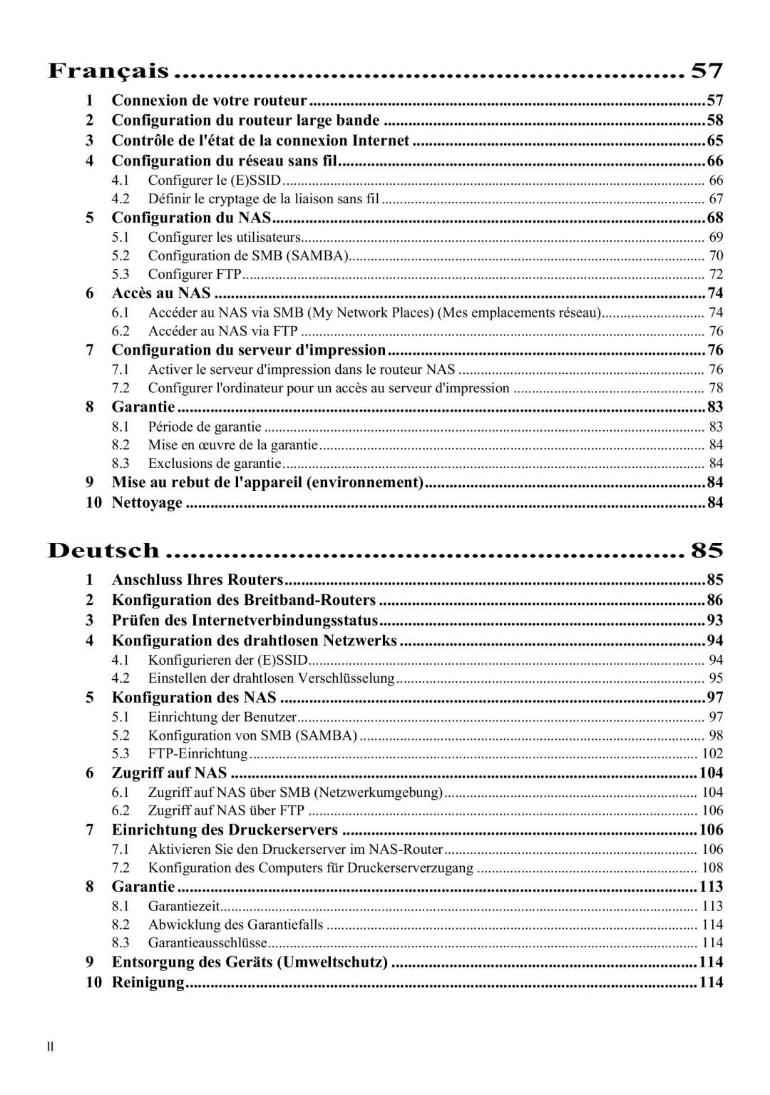 Topcom WBR 7121 manual Français, Deutsch 