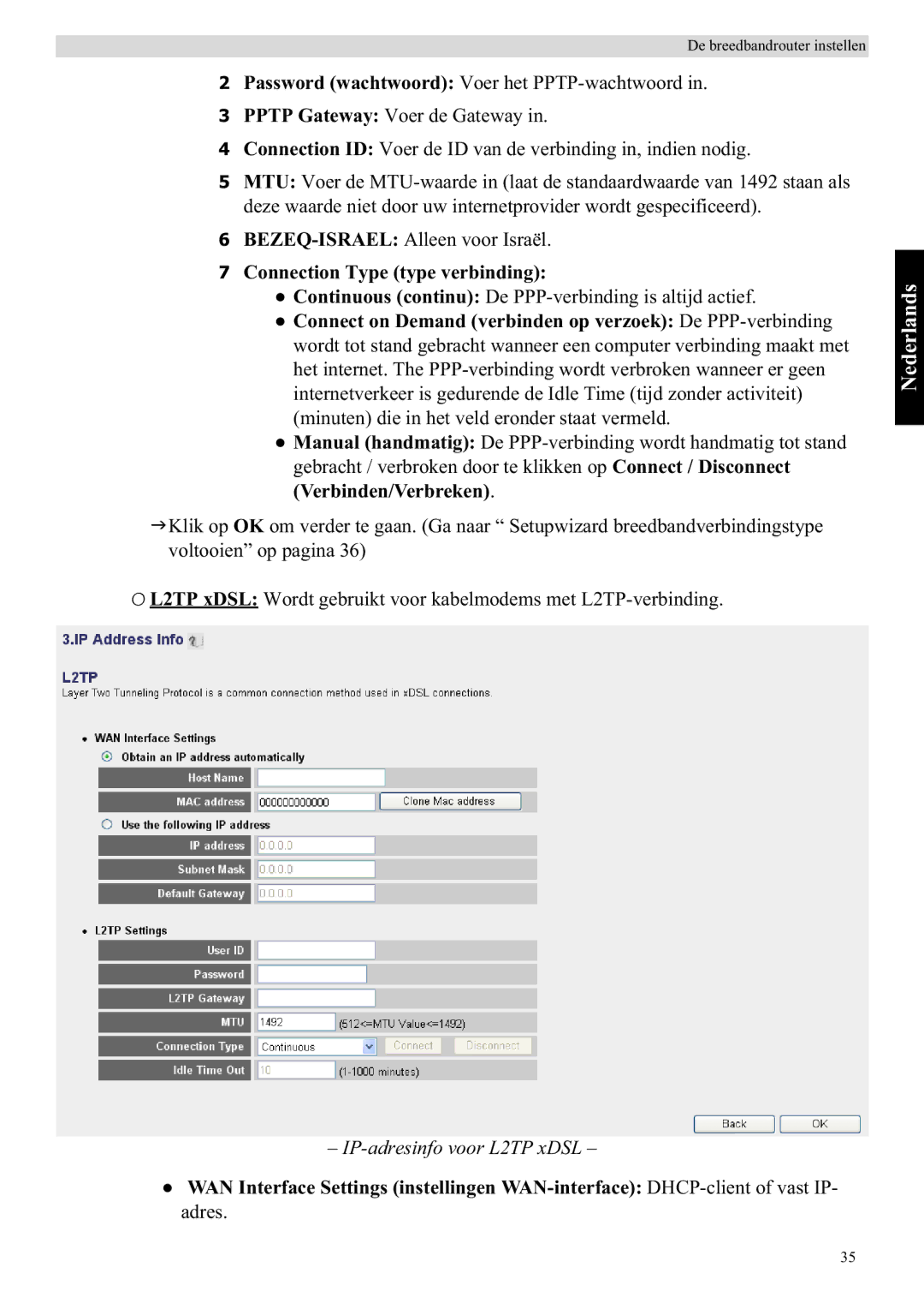 Topcom WBR 7121 manual IP-adresinfo voor L2TP xDSL 